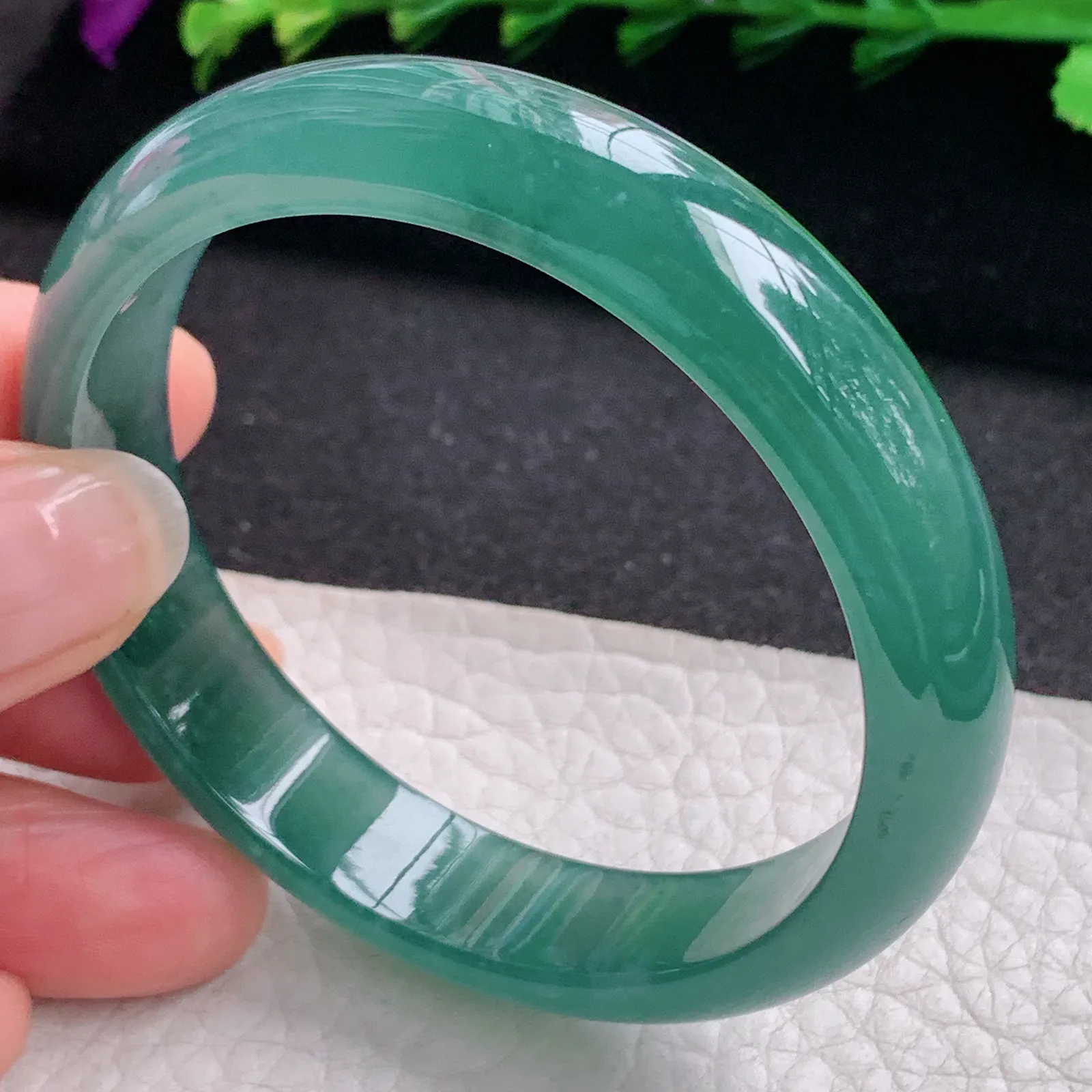 ll韵味款55*12.5*6.6平安镯 天然翡翠A货冰蓝韵味宽边玉手环