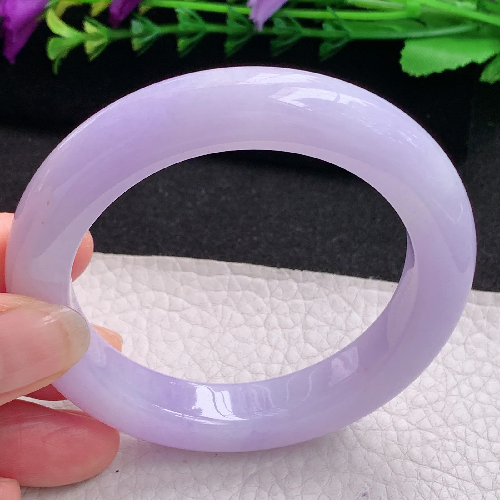 faa梦幻款55*11.5*10平安镯 天然缅甸翡翠A货水润紫罗兰宽边玉手环