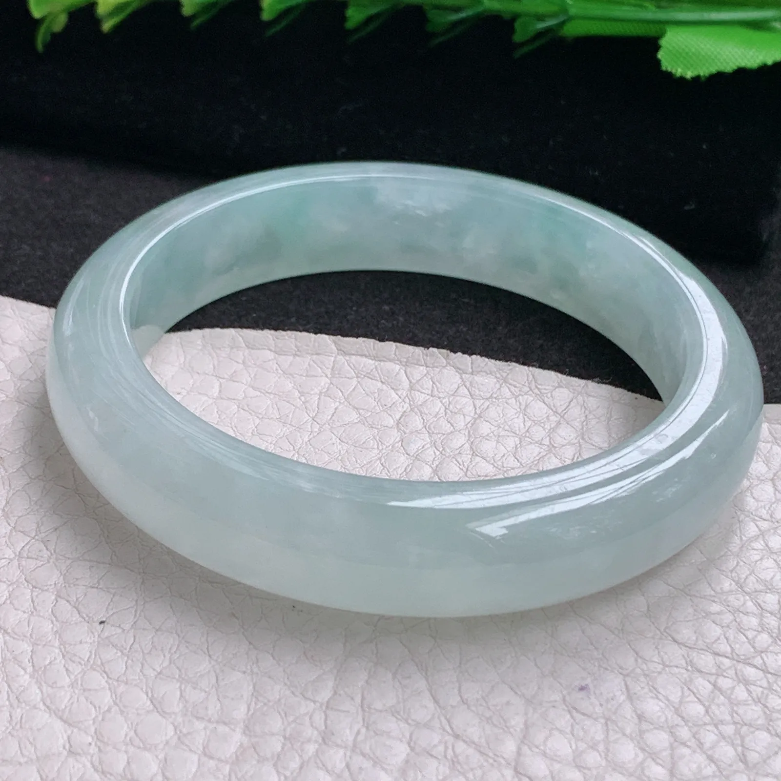 faa年轻款56*12.5*7.7平安镯 天然缅甸翡翠A货冰润晴美宽边玉手环