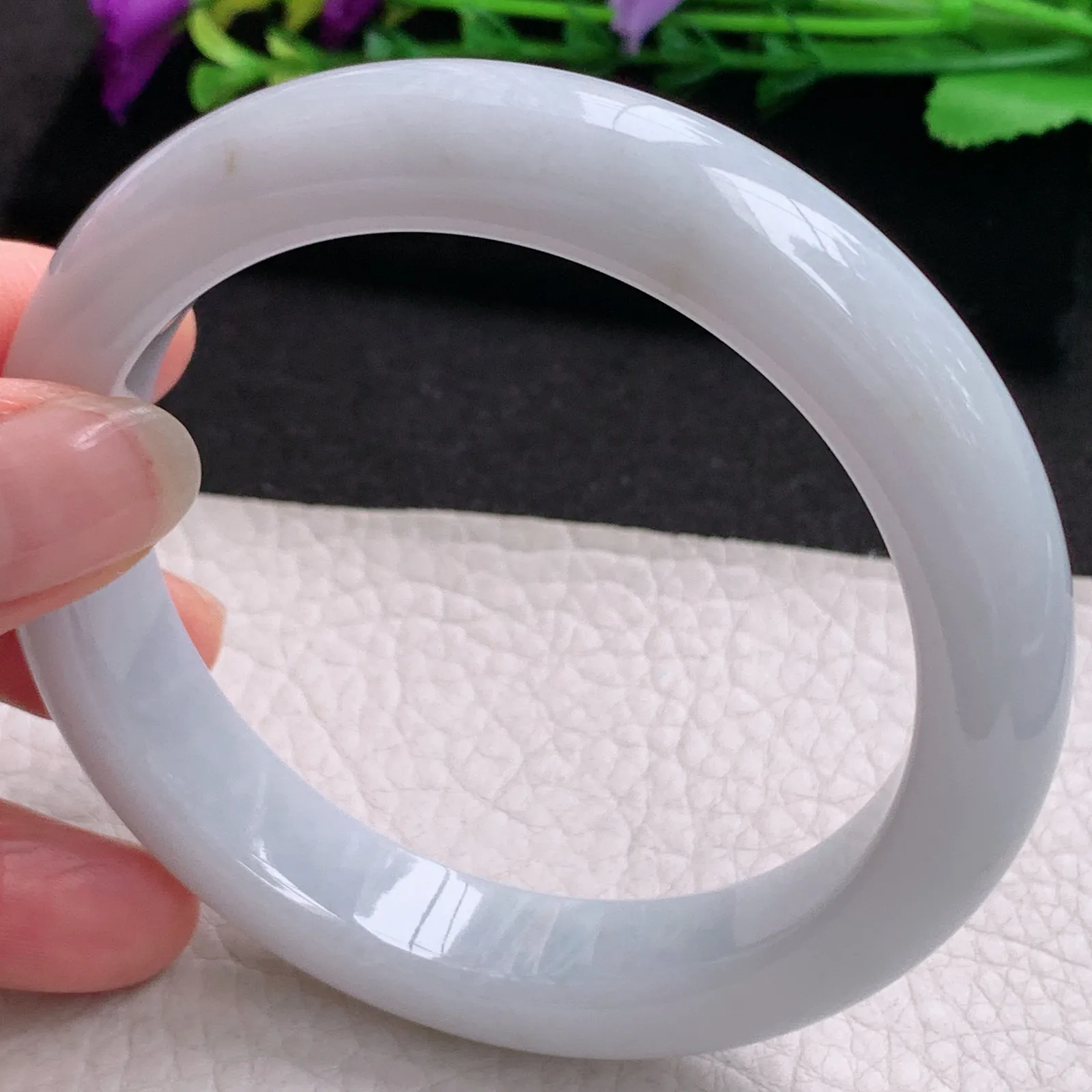 ll大圈口61.2*13.2*9.2平安镯 天然缅甸翡翠A货水润纯美厚装宽边玉手环