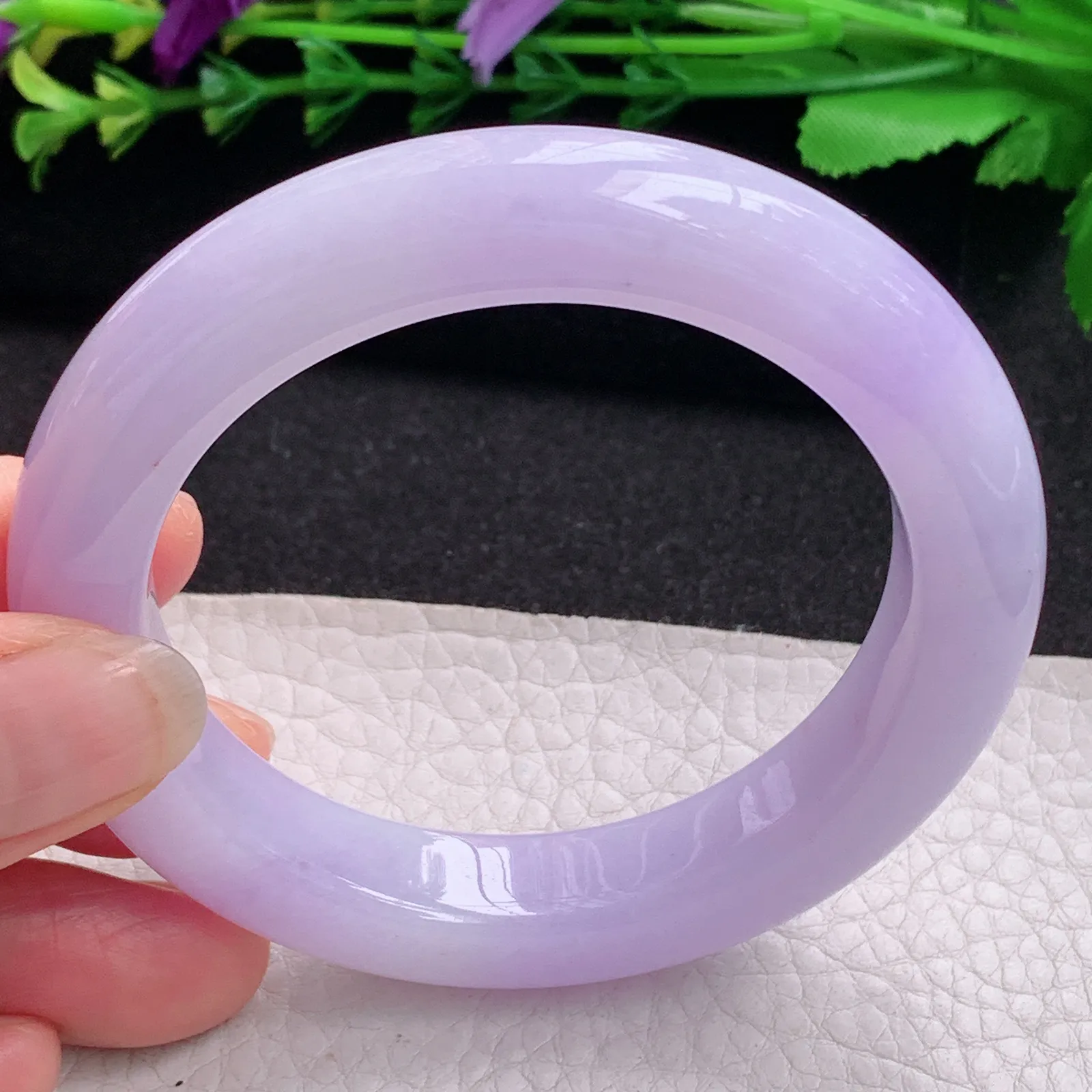 faa梦幻款55*11.5*10平安镯 天然缅甸翡翠A货水润紫罗兰宽边玉手环