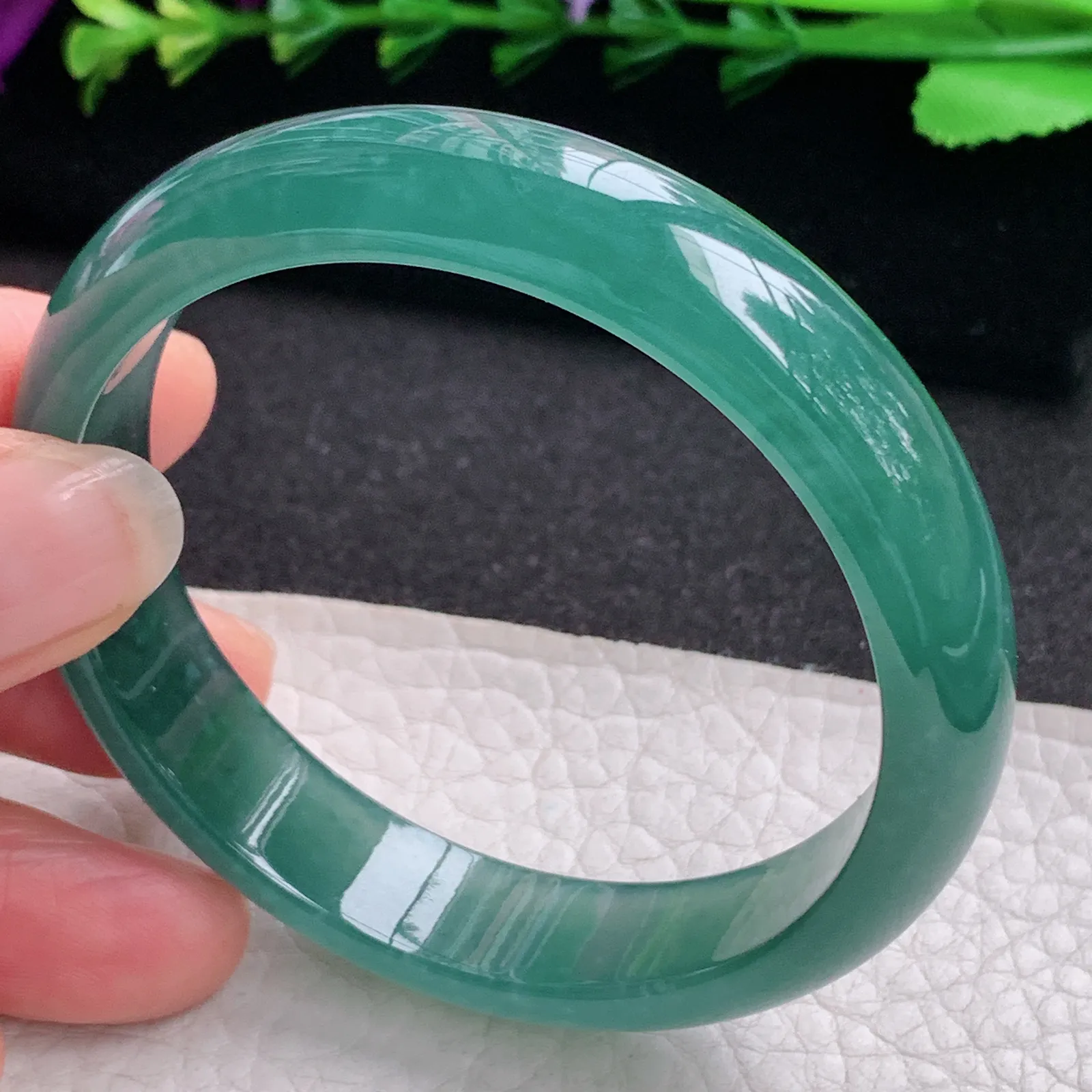 ll韵味款55*12.5*6.6平安镯 天然翡翠A货冰蓝韵味宽边玉手环