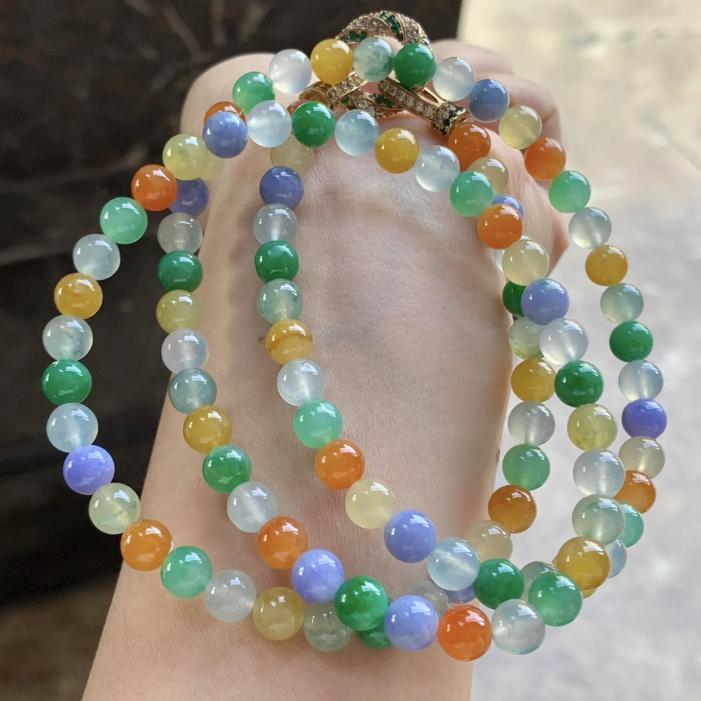 多彩珠链^_^鲜艳 冰透 种水好