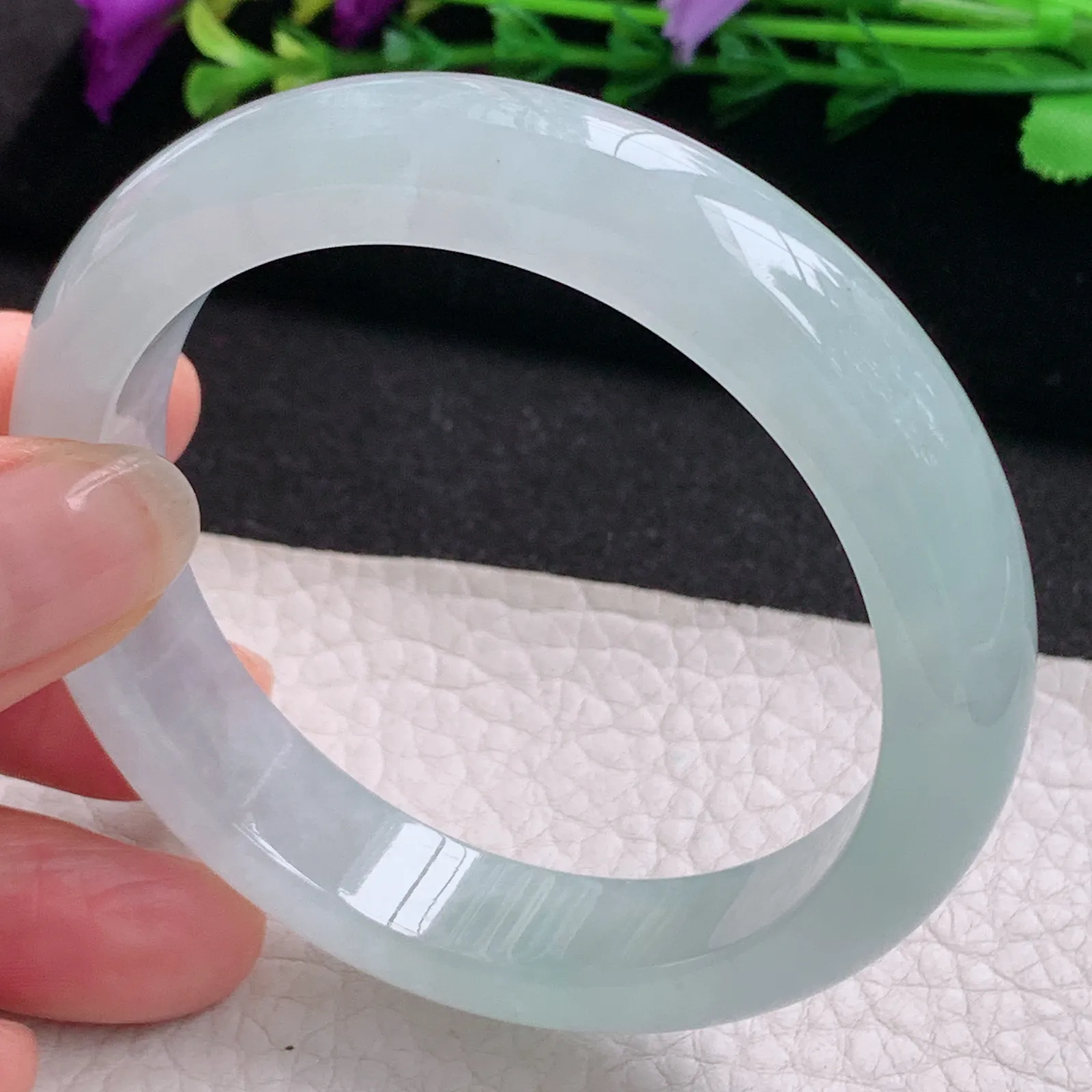 faa年轻款56*12.5*7.7平安镯 天然缅甸翡翠A货冰润晴美宽边玉手环