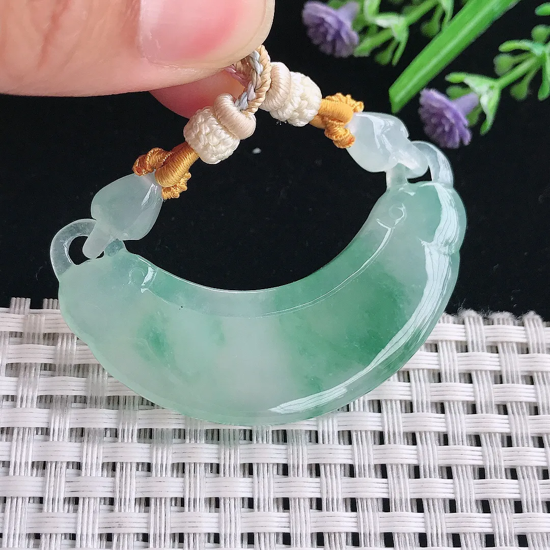 实拍A货翡翠52.6/17/6.2老坑冰胶果冻冰飘花仿古无事牌吊坠翡翠玉挂件