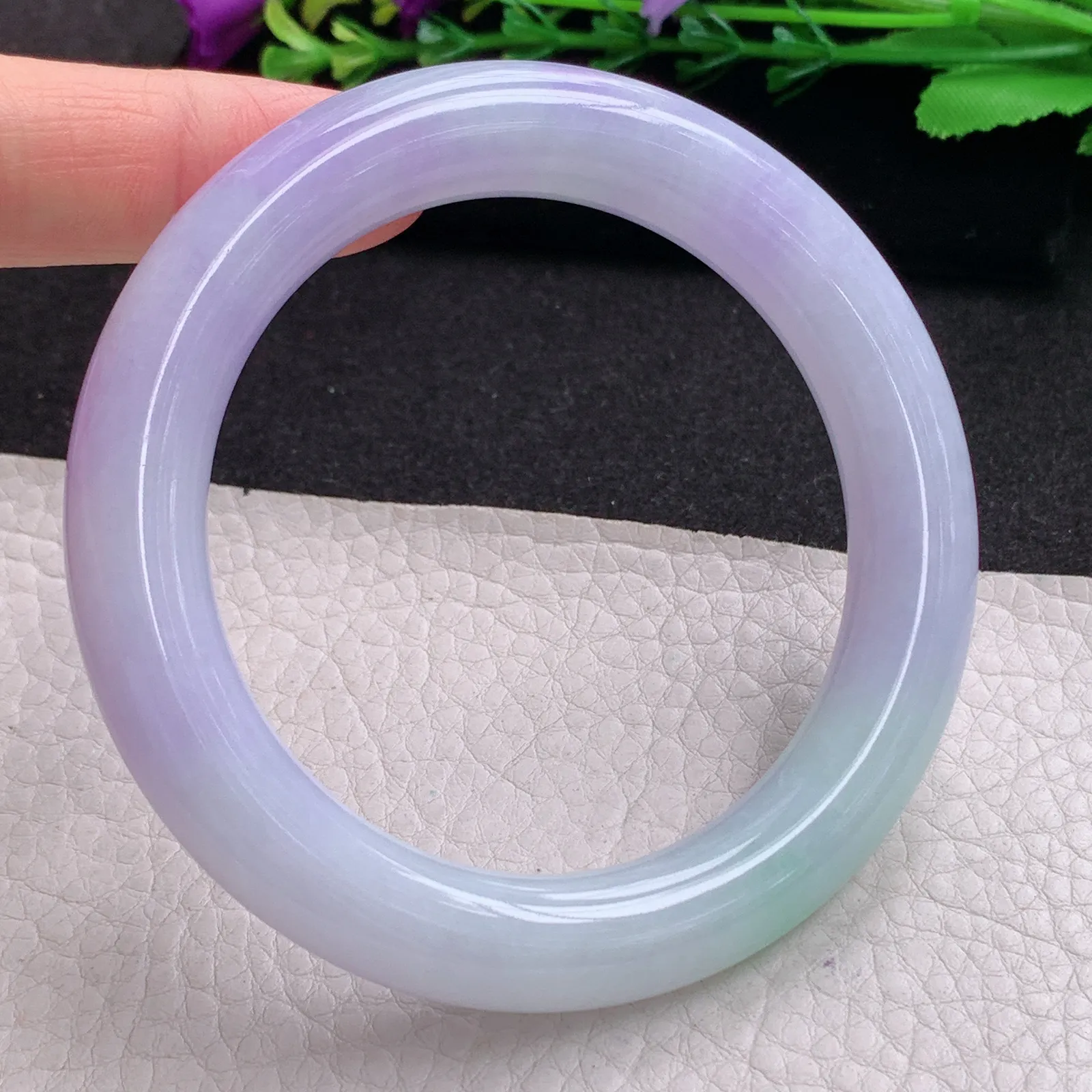 xx梦幻款58.8*11.2美人镯 天然缅甸翡翠A货春带彩圆条玉手环