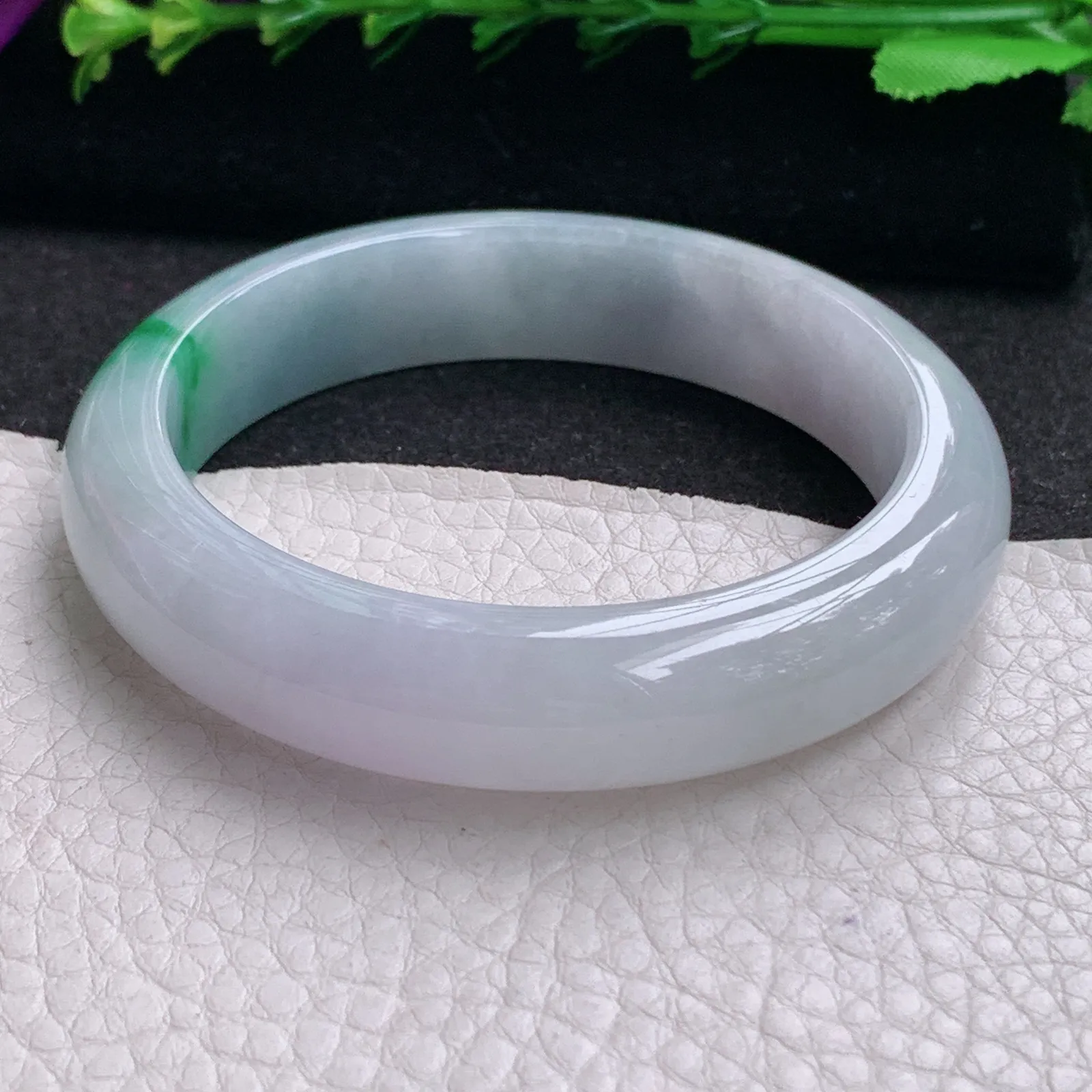 ll飘逸款57*13.2*8.5平安镯 天然缅甸翡翠A货水润飘花宽边玉手环