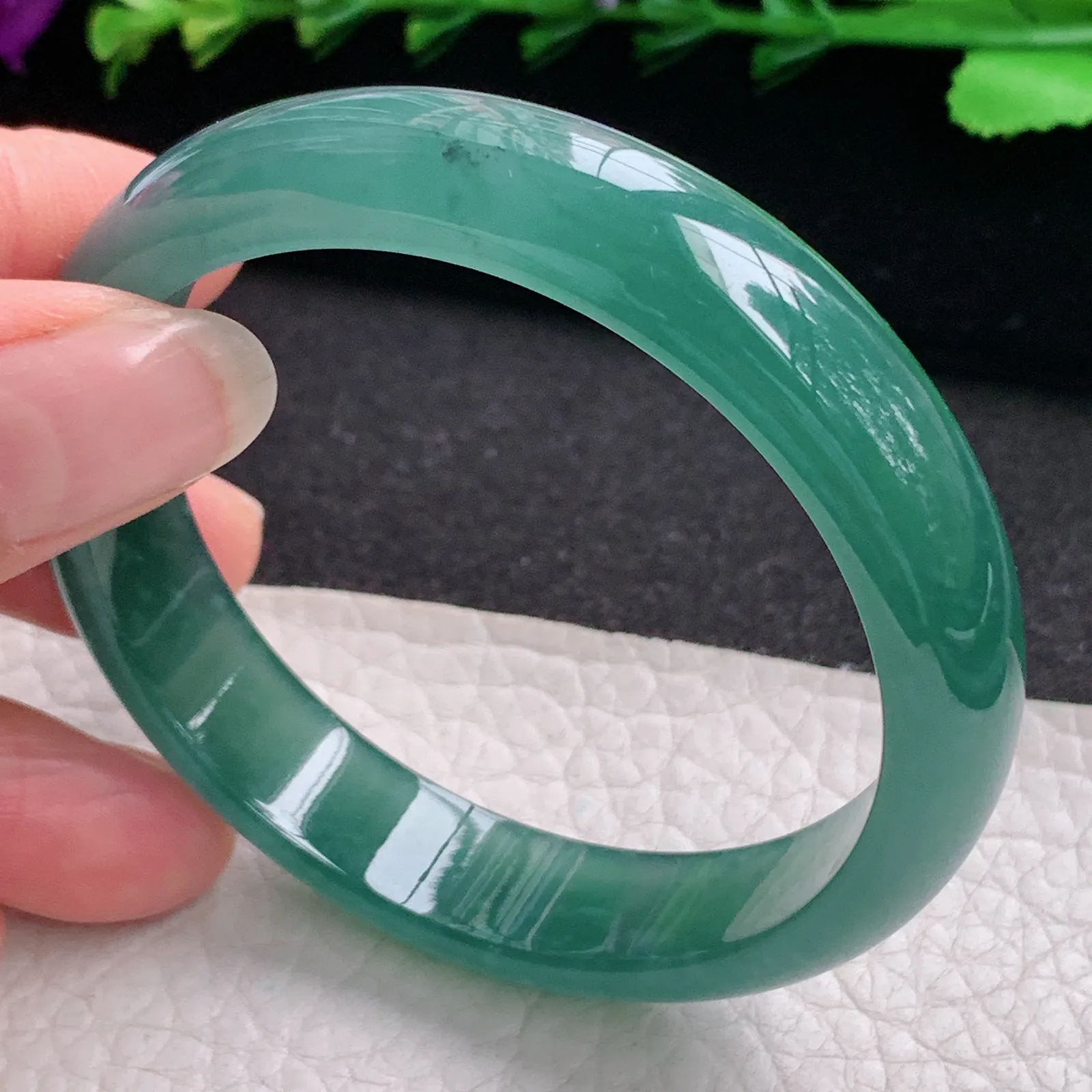 ll韵味款55*12.5*6.6平安镯 天然翡翠A货冰蓝韵味宽边玉手环