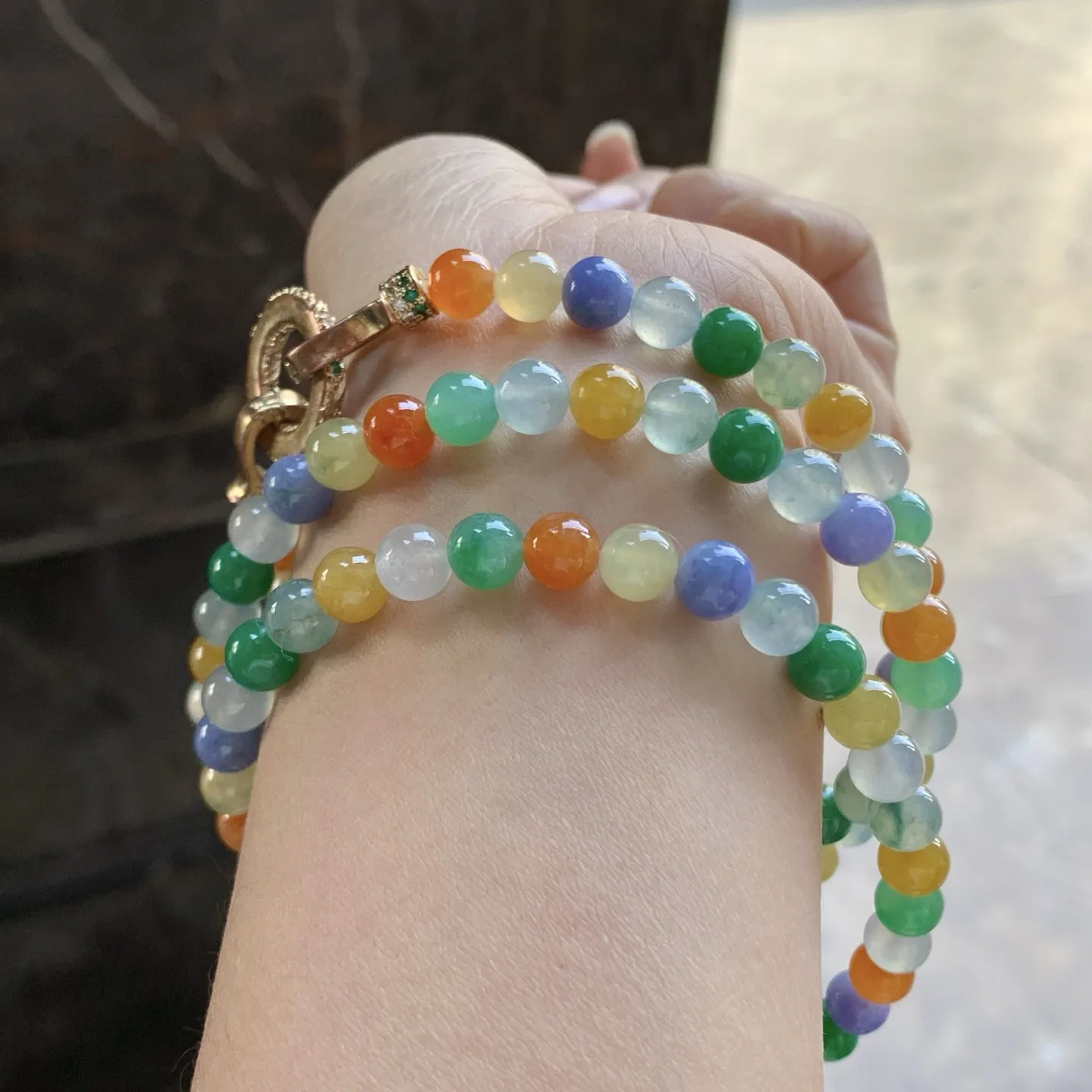 多彩珠链^_^鲜艳 冰透 种水好