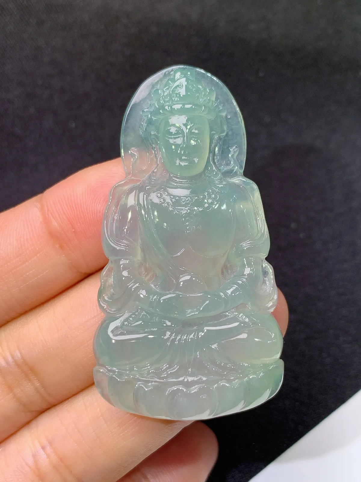 冰晴底度母，冰冰润润，玉质细腻，种水足，001 尺寸52.1*27.8*5.8