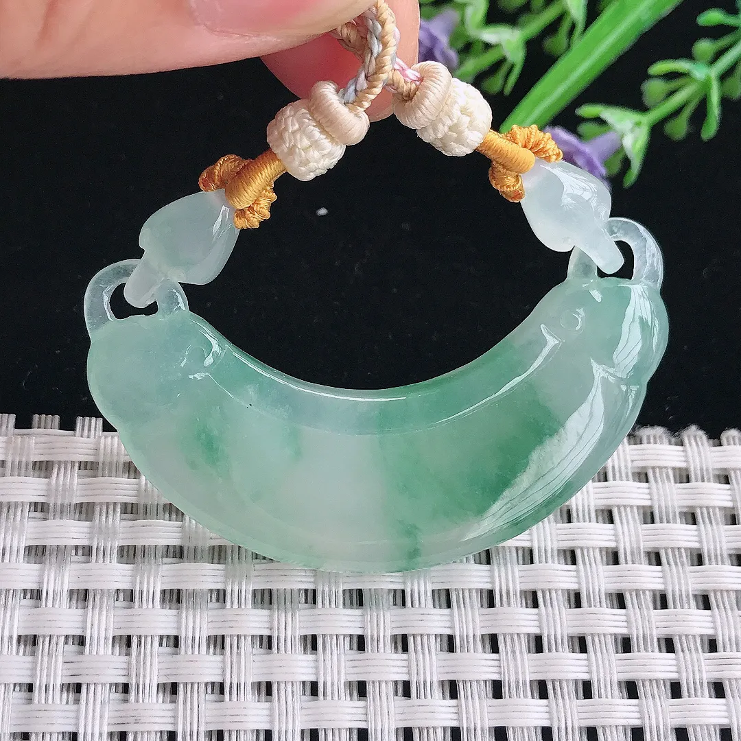 实拍A货翡翠52.6/17/6.2老坑冰胶果冻冰飘花仿古无事牌吊坠翡翠玉挂件