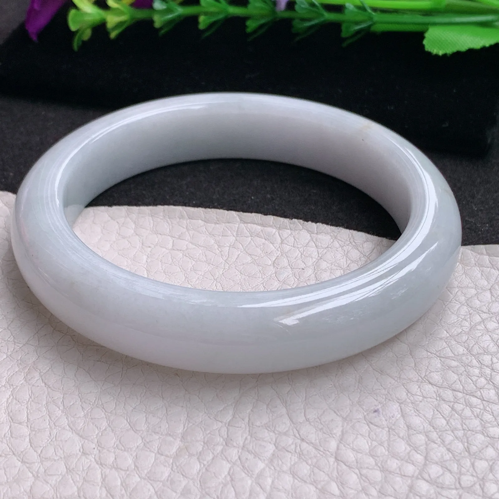 ll大圈口61.2*13.2*9.2平安镯 天然缅甸翡翠A货水润纯美厚装宽边玉手环