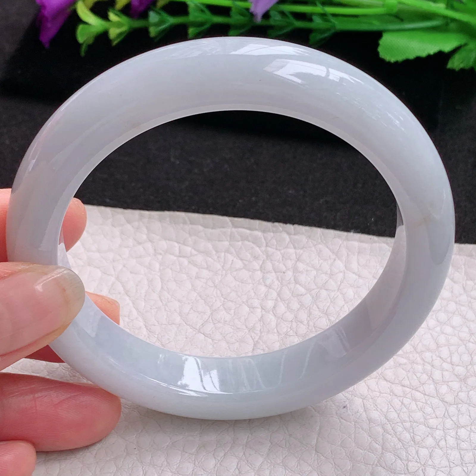 ll大圈口61.2*13.2*9.2平安镯 天然缅甸翡翠A货水润纯美厚装宽边玉手环