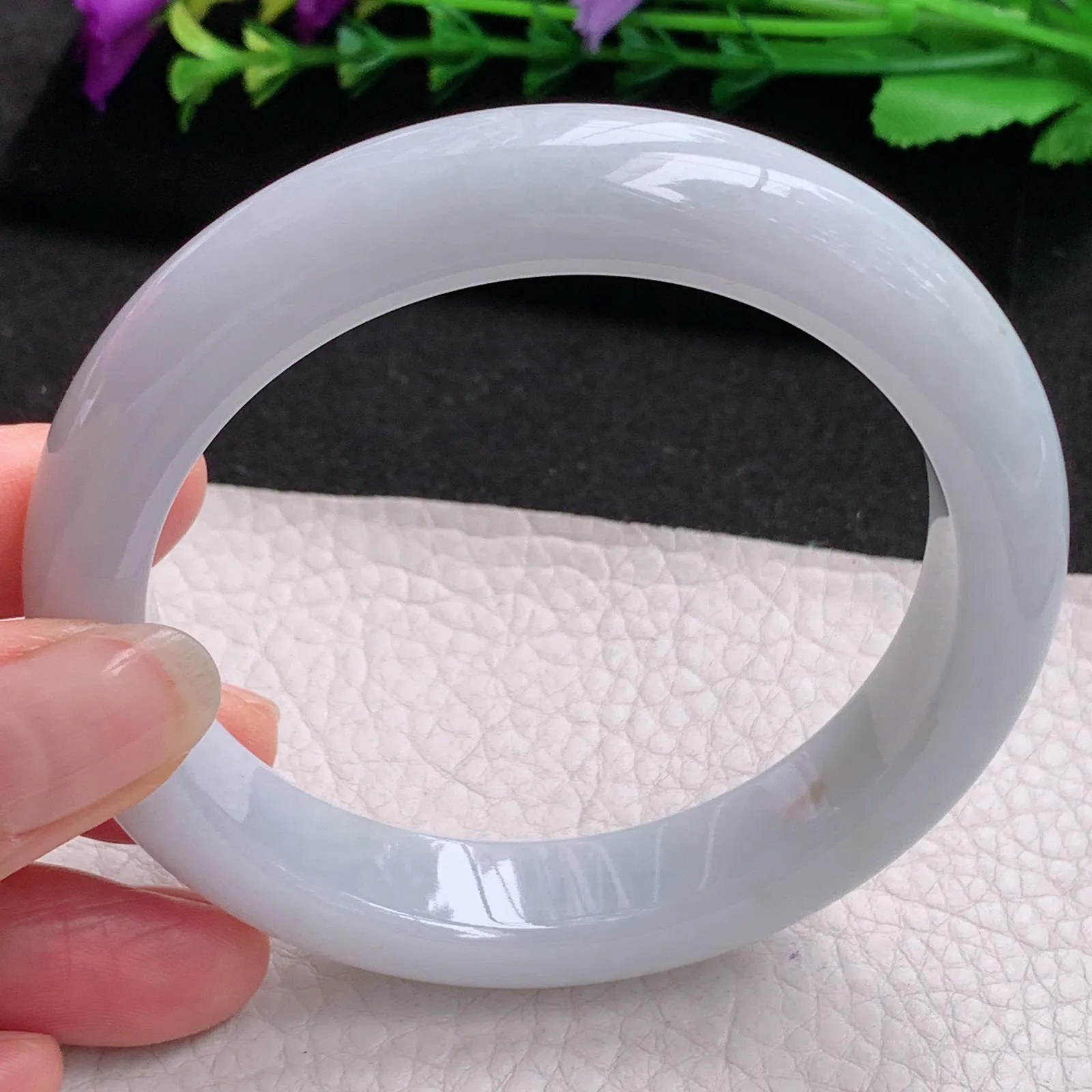 ll大圈口61.2*13.2*9.2平安镯 天然缅甸翡翠A货水润纯美厚装宽边玉手环