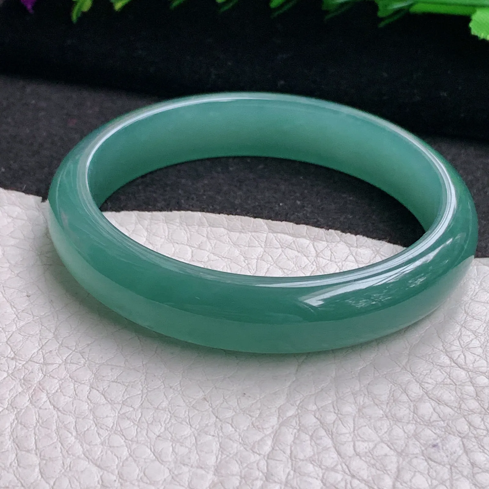 ll年轻款55*11.8*7平安镯 天然翡翠A货冰蓝韵味宽边玉手环