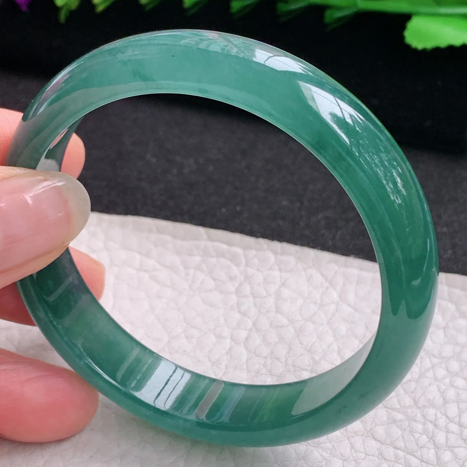 ll韵味款55*12.5*6.6平安镯 天然翡翠A货冰蓝韵味宽边玉手环