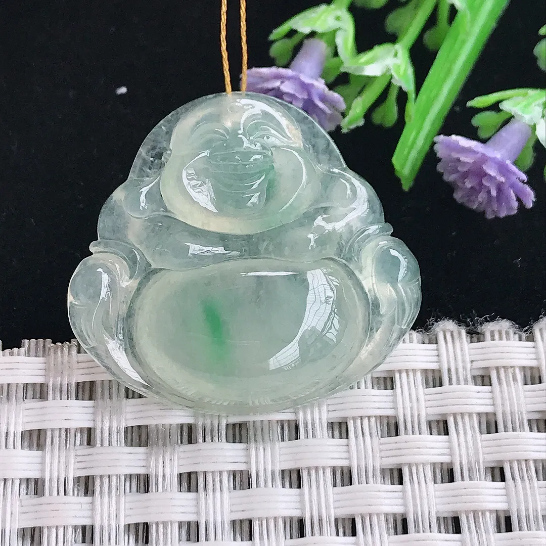 实拍A货翡翠27.2/29.3/6.6老坑冰种起胶冰晴绿佛公吊坠翡翠挂件