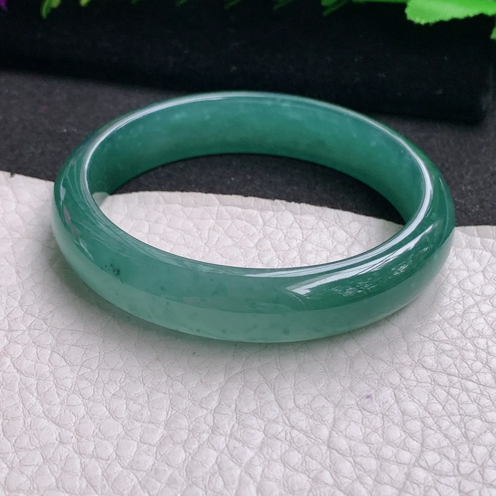 ll韵味款55*12.5*6.6平安镯 天然翡翠A货冰蓝韵味宽边玉手环