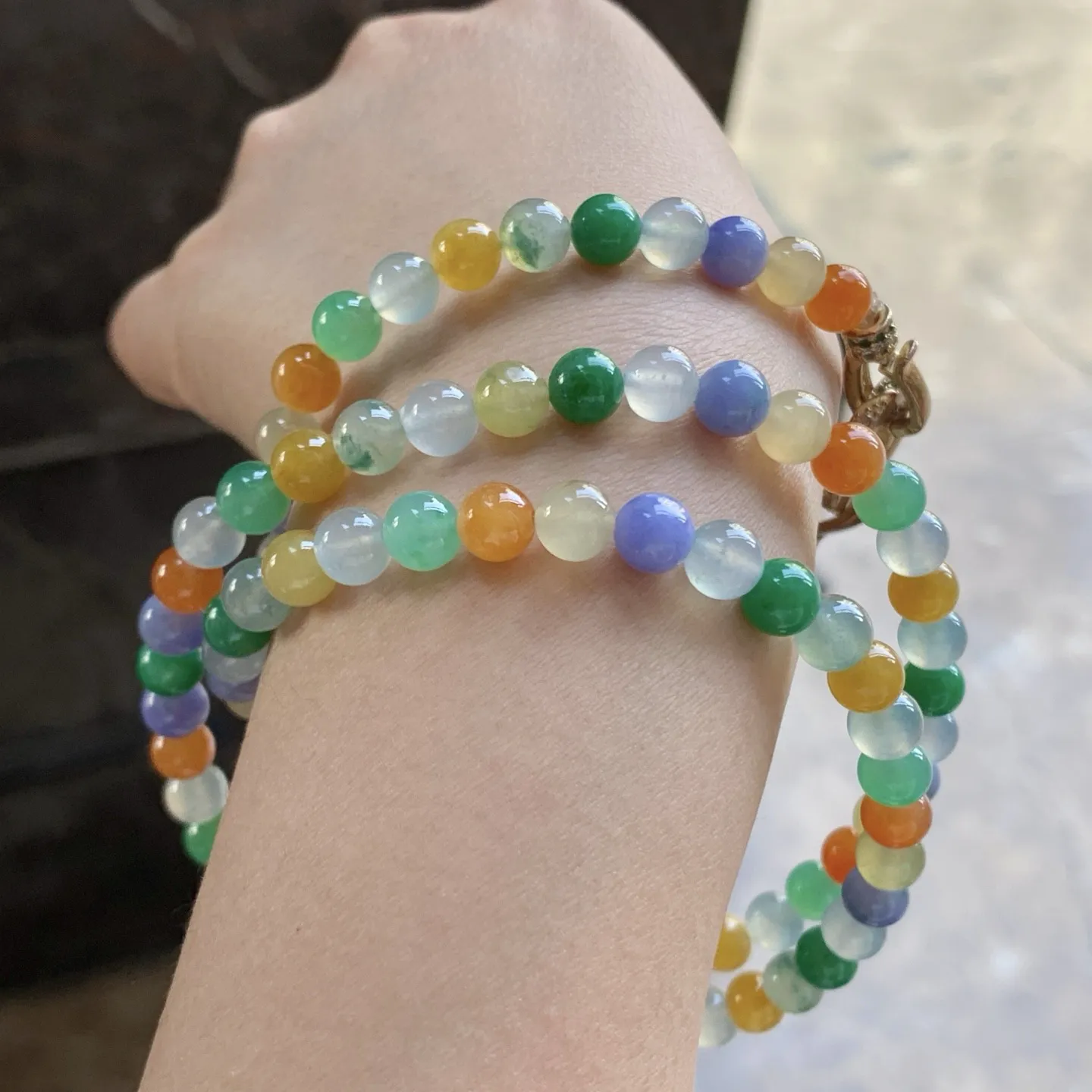 多彩珠链^_^鲜艳 冰透 种水好