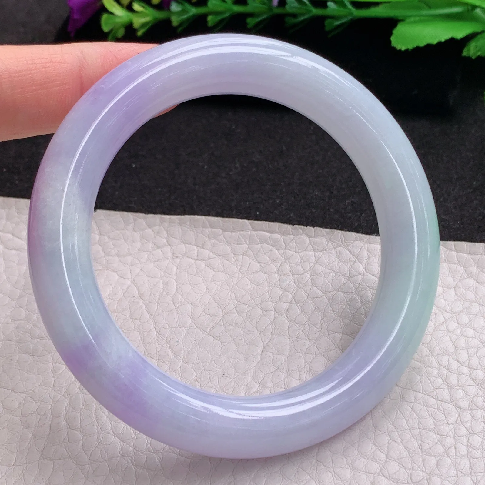 xx梦幻款58.8*11.2美人镯 天然缅甸翡翠A货春带彩圆条玉手环