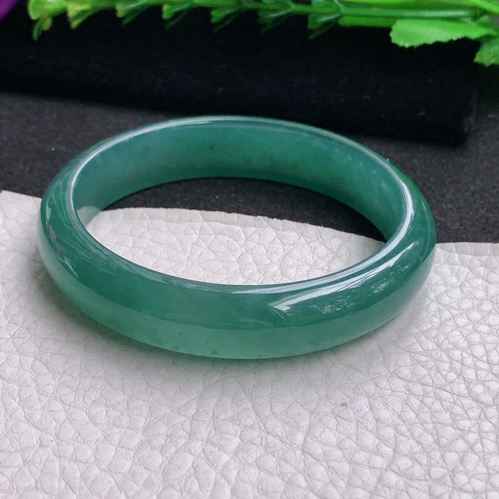 ll韵味款55*12.5*6.6平安镯 天然翡翠A货冰蓝韵味宽边玉手环