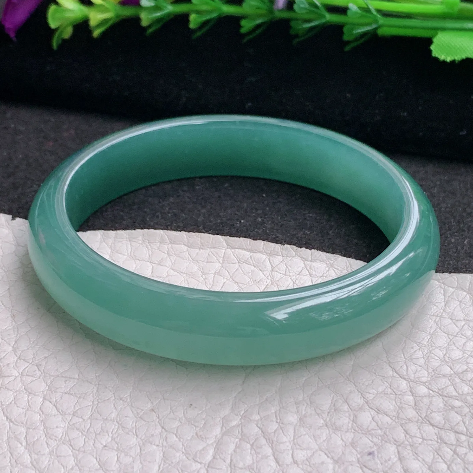 ll年轻款55*11.8*7平安镯 天然翡翠A货冰蓝韵味宽边玉手环