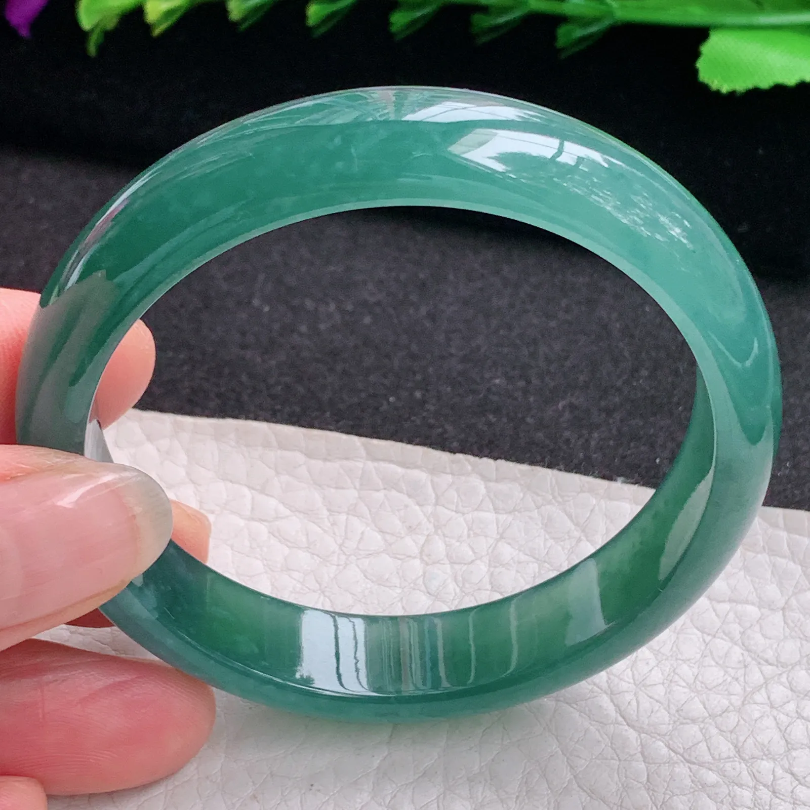 ll韵味款55*12.5*6.6平安镯 天然翡翠A货冰蓝韵味宽边玉手环