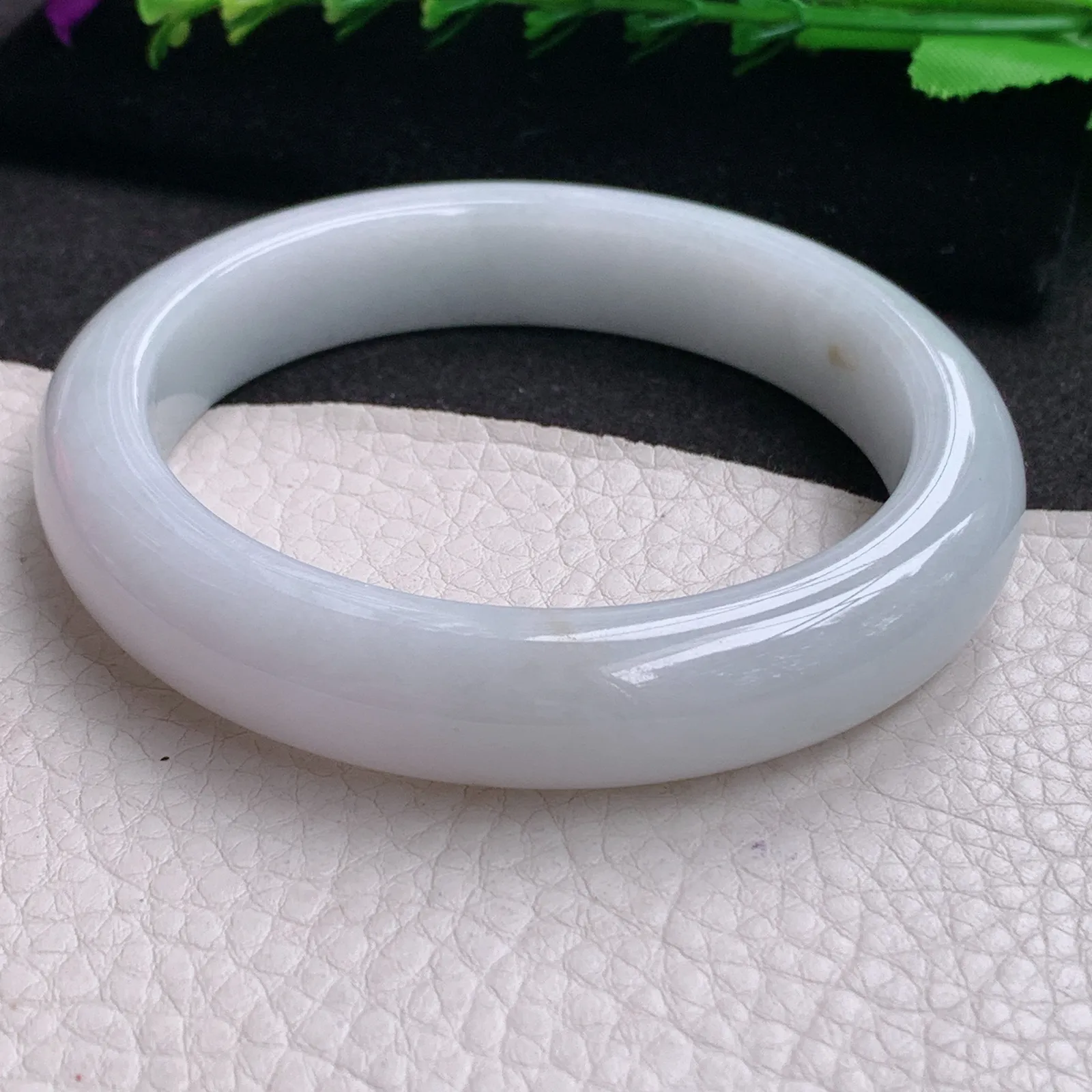 ll大圈口61.2*13.2*9.2平安镯 天然缅甸翡翠A货水润纯美厚装宽边玉手环