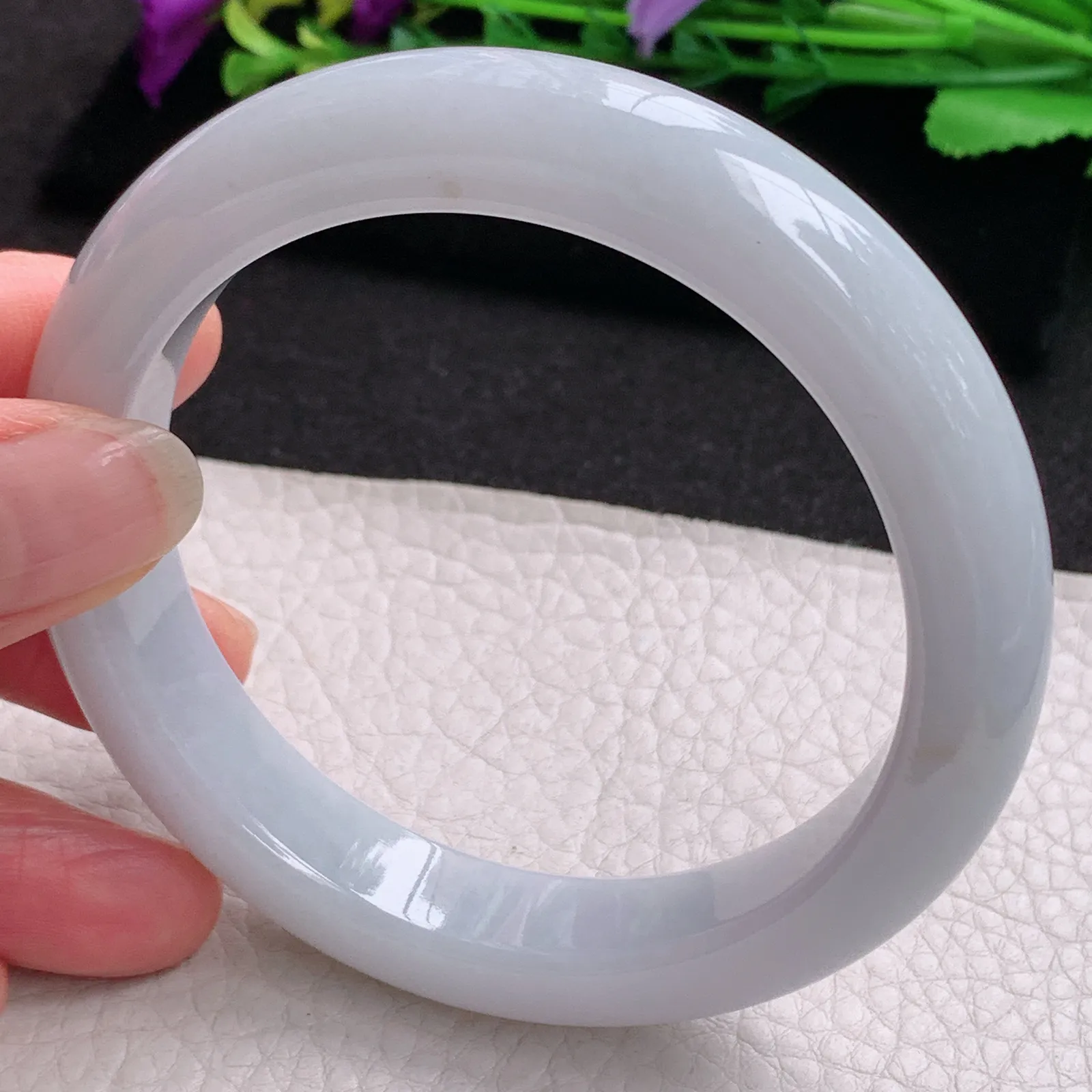 ll大圈口61.2*13.2*9.2平安镯 天然缅甸翡翠A货水润纯美厚装宽边玉手环