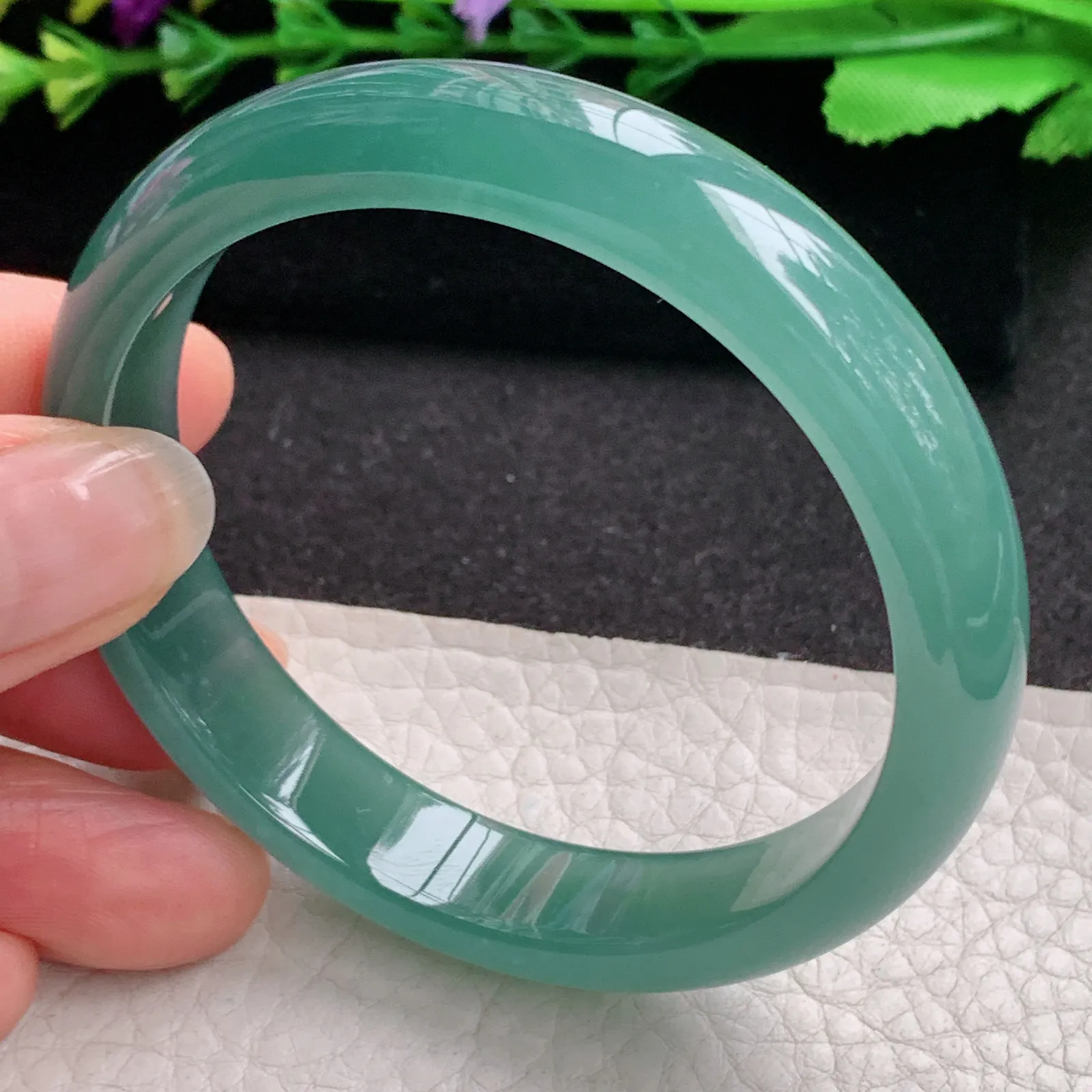 ll年轻款55*11.8*7平安镯 天然翡翠A货冰蓝韵味宽边玉手环