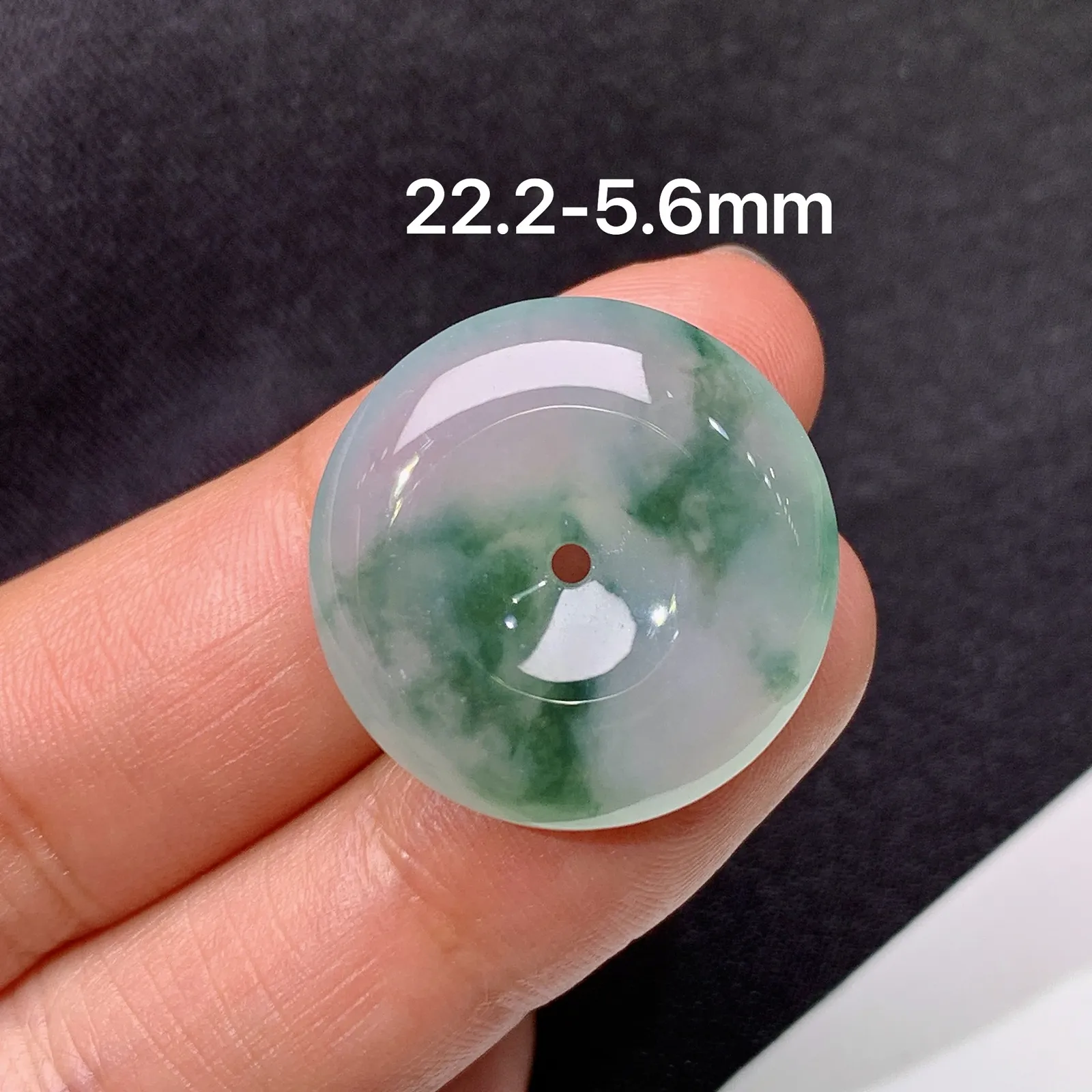 冰飘花平安扣，冰冰润润，玉质细腻，种水足，001 尺寸22.2*5.6