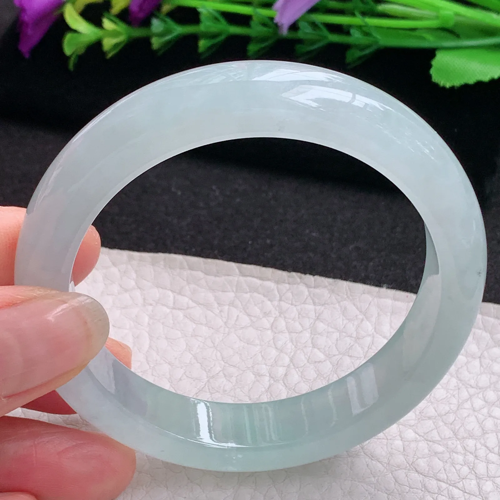 faa年轻款56*12.5*7.7平安镯 天然缅甸翡翠A货冰润晴美宽边玉手环