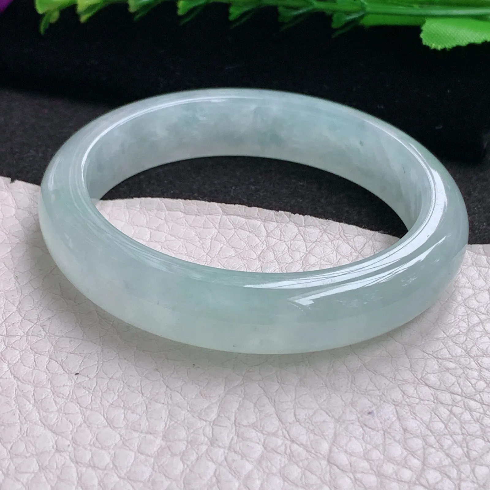 faa年轻款56*12.5*7.7平安镯 天然缅甸翡翠A货冰润晴美宽边玉手环