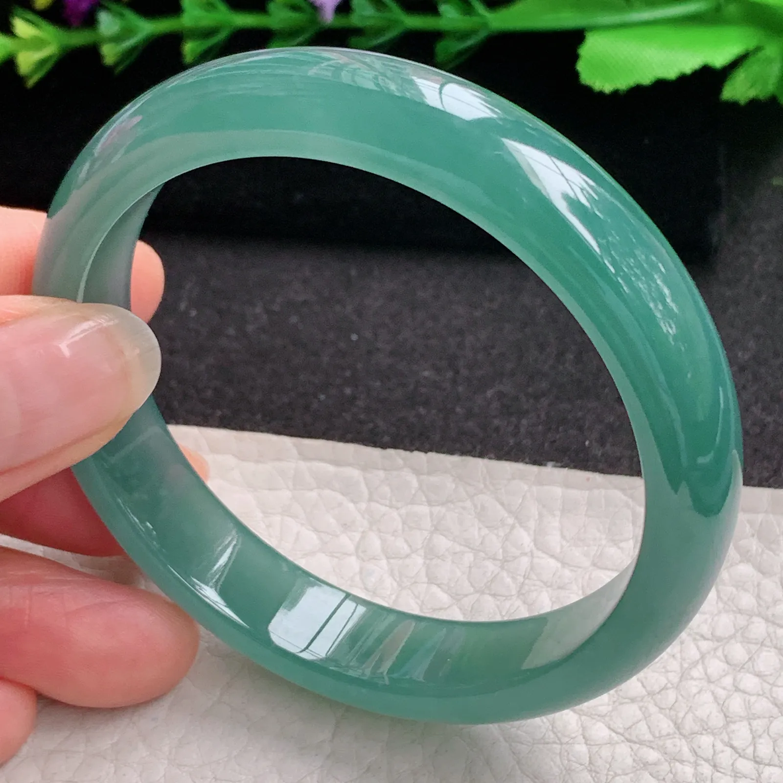 ll年轻款55*11.8*7平安镯 天然翡翠A货冰蓝韵味宽边玉手环