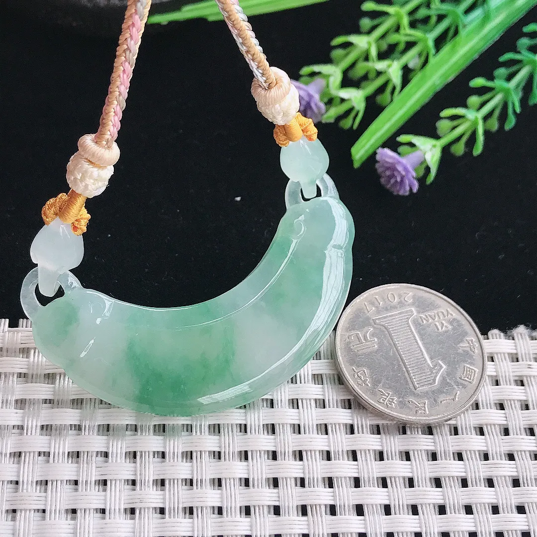 实拍A货翡翠52.6/17/6.2老坑冰胶果冻冰飘花仿古无事牌吊坠翡翠玉挂件