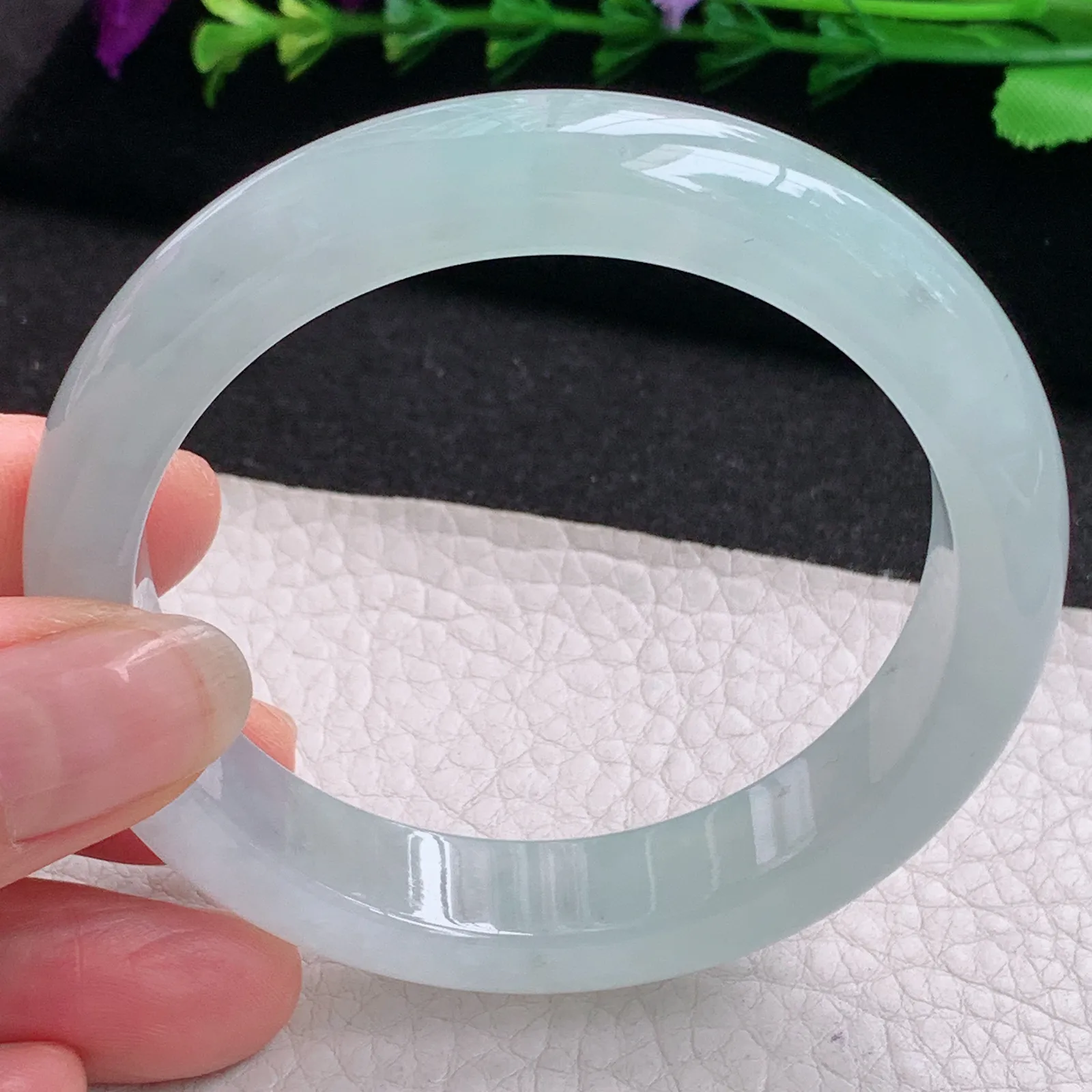 faa年轻款56*12.5*7.7平安镯 天然缅甸翡翠A货冰润晴美宽边玉手环