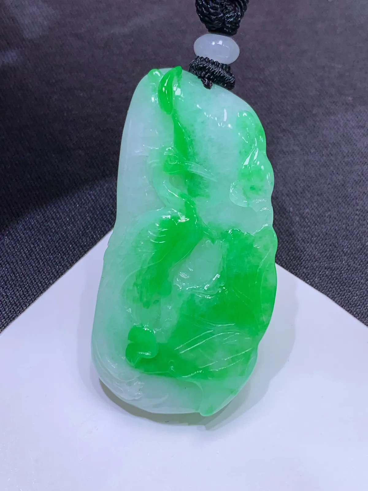 冰飘绿松鹤延年，厚装种老，冰润色阳，种水足，Xc 尺寸48.5*24.5*8.3