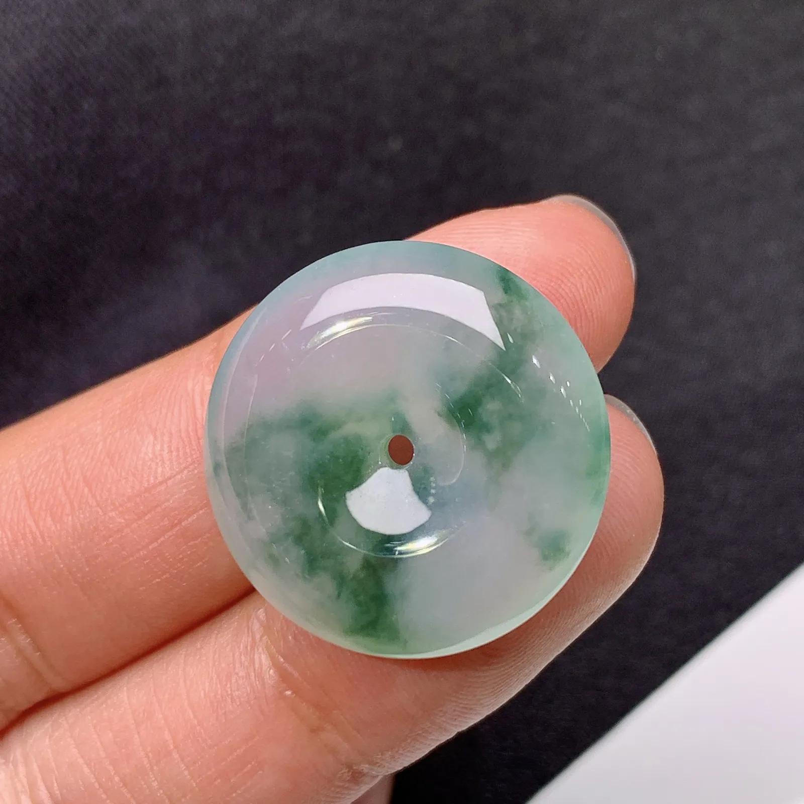 冰飘花平安扣，冰冰润润，玉质细腻，种水足，001 尺寸22.2*5.6