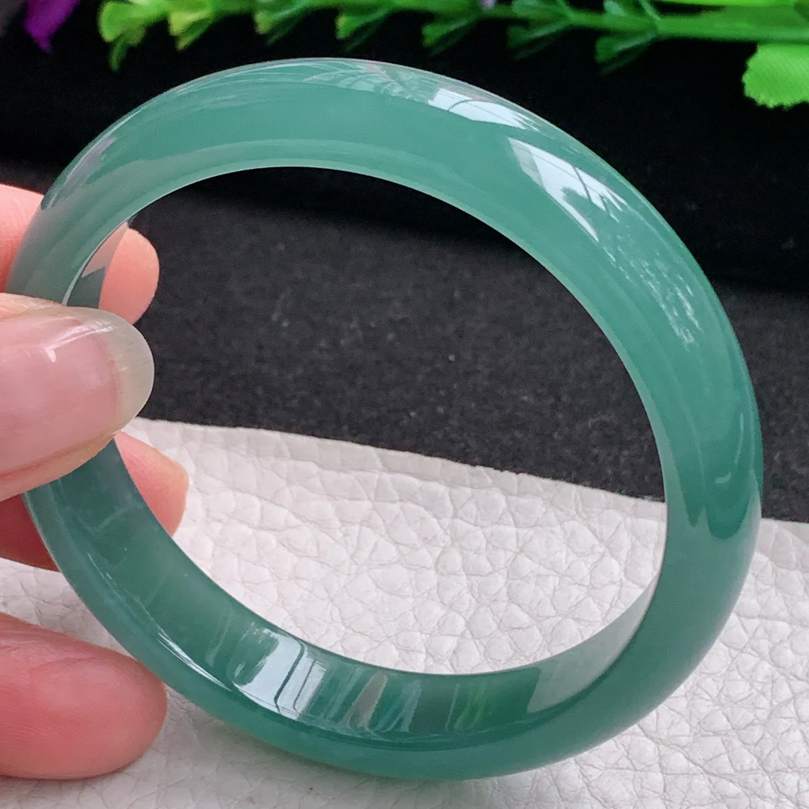 ll年轻款55*11.8*7平安镯 天然翡翠A货冰蓝韵味宽边玉手环