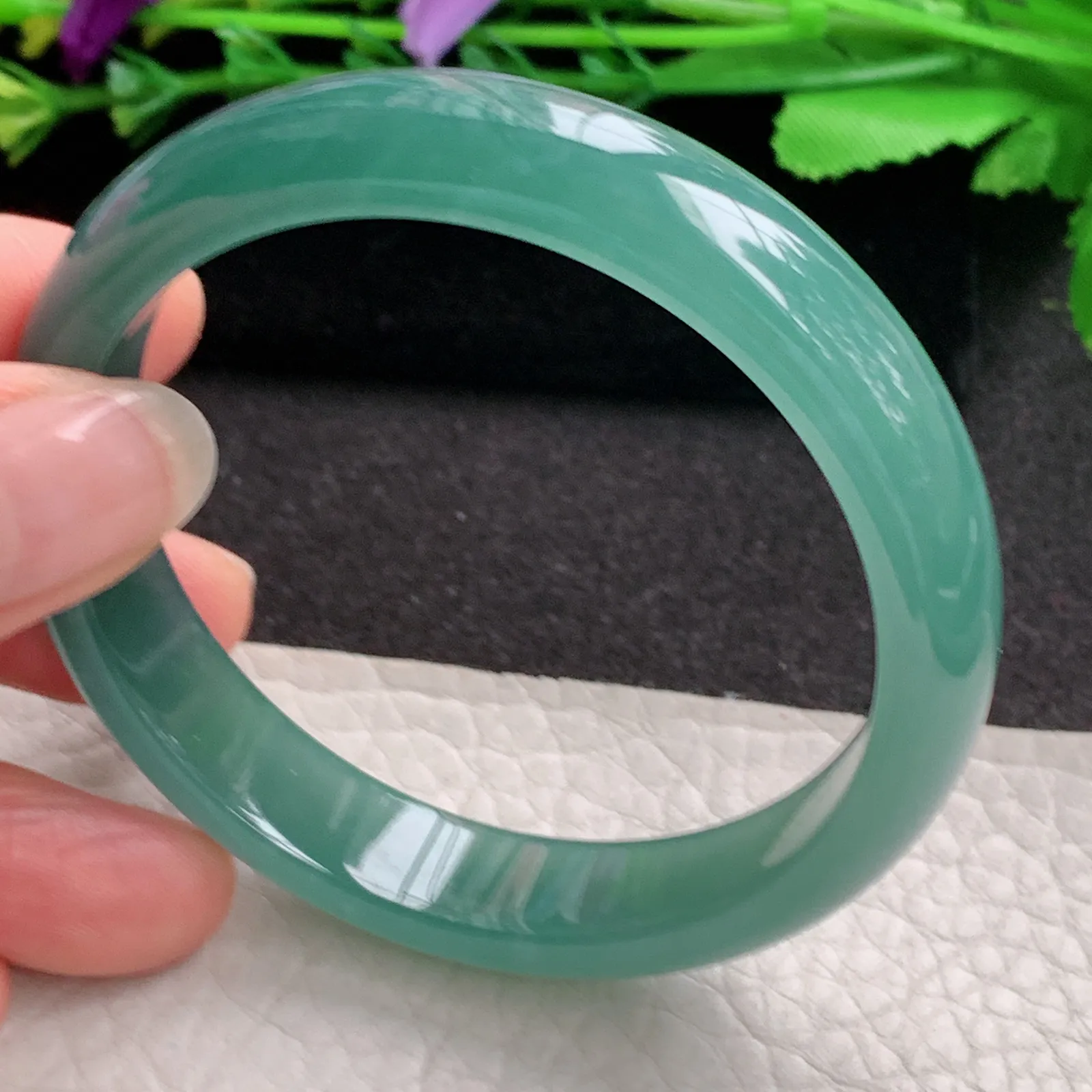 ll年轻款55*11.8*7平安镯 天然翡翠A货冰蓝韵味宽边玉手环