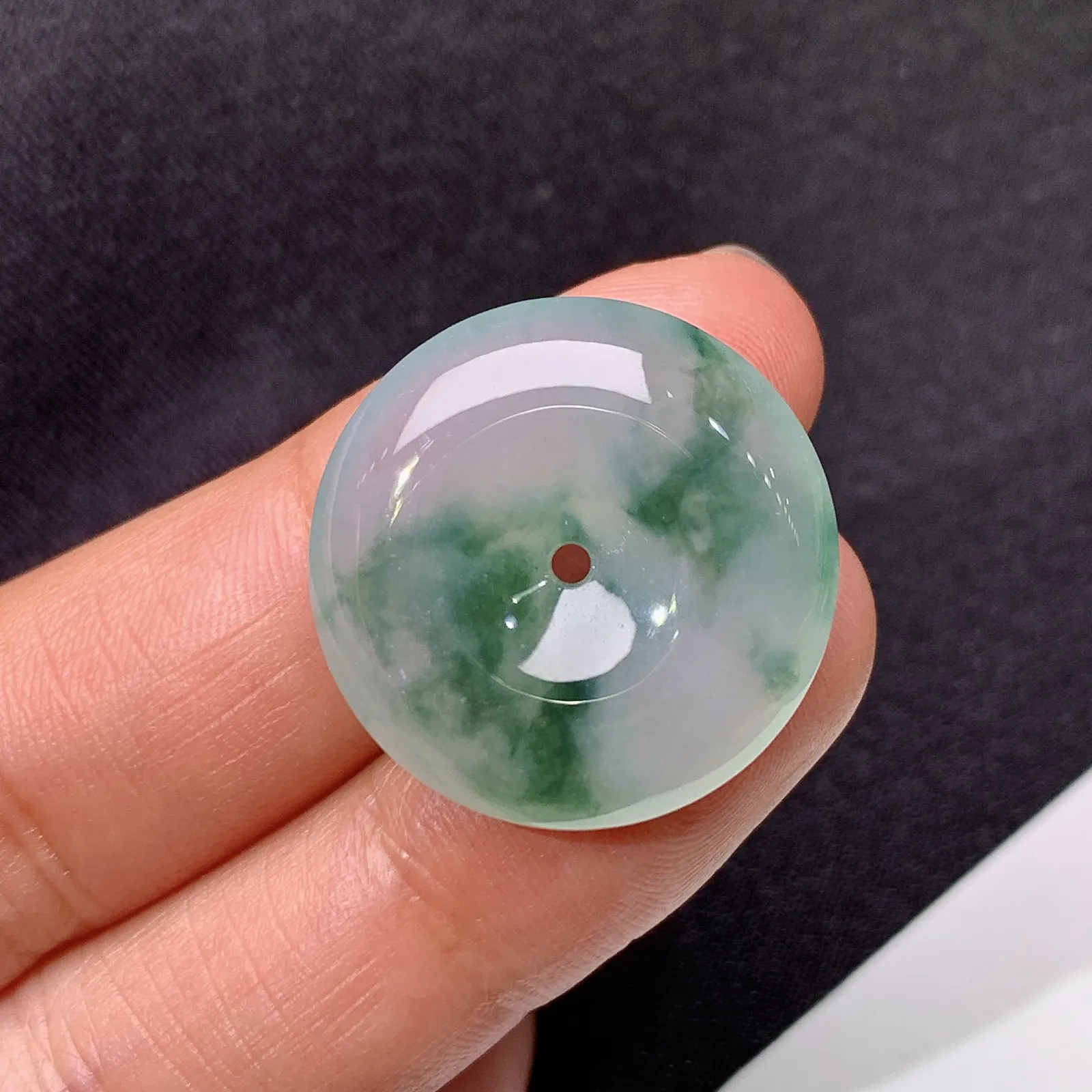 冰飘花平安扣，冰冰润润，玉质细腻，种水足，001 尺寸22.2*5.6