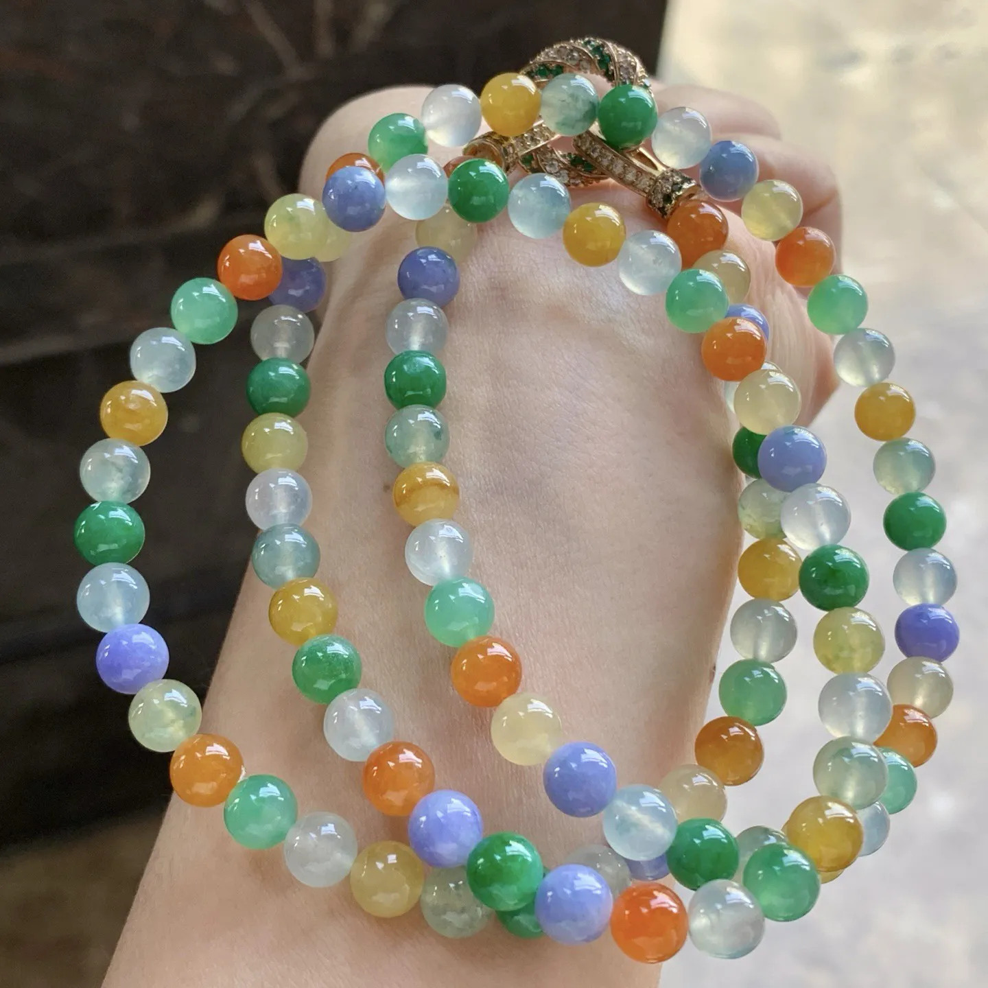 多彩珠链^_^鲜艳 冰透 种水好