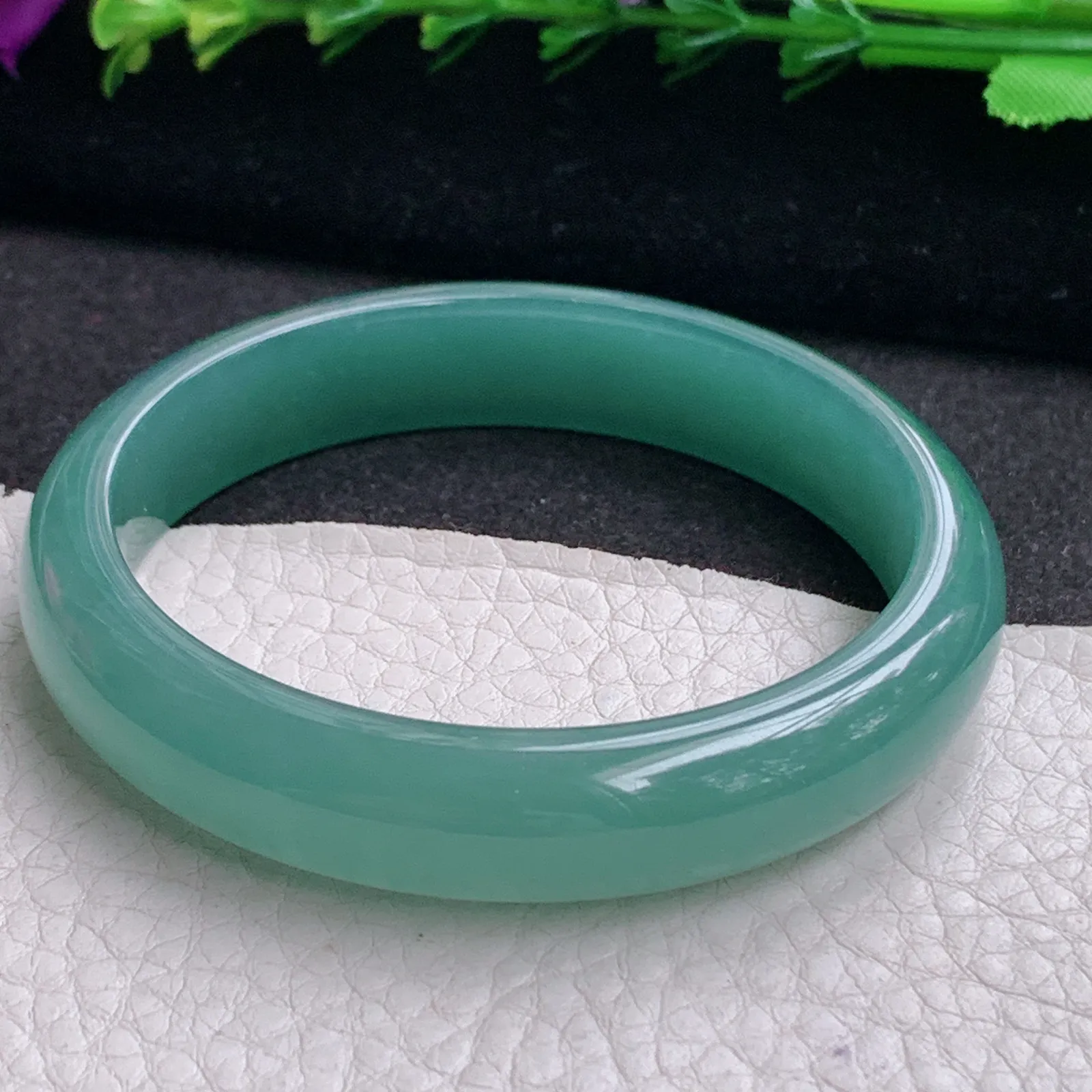 ll年轻款55*11.8*7平安镯 天然翡翠A货冰蓝韵味宽边玉手环