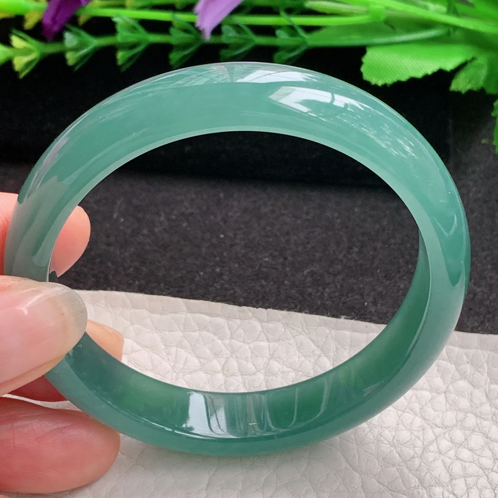 ll年轻款55*11.8*7平安镯 天然翡翠A货冰蓝韵味宽边玉手环