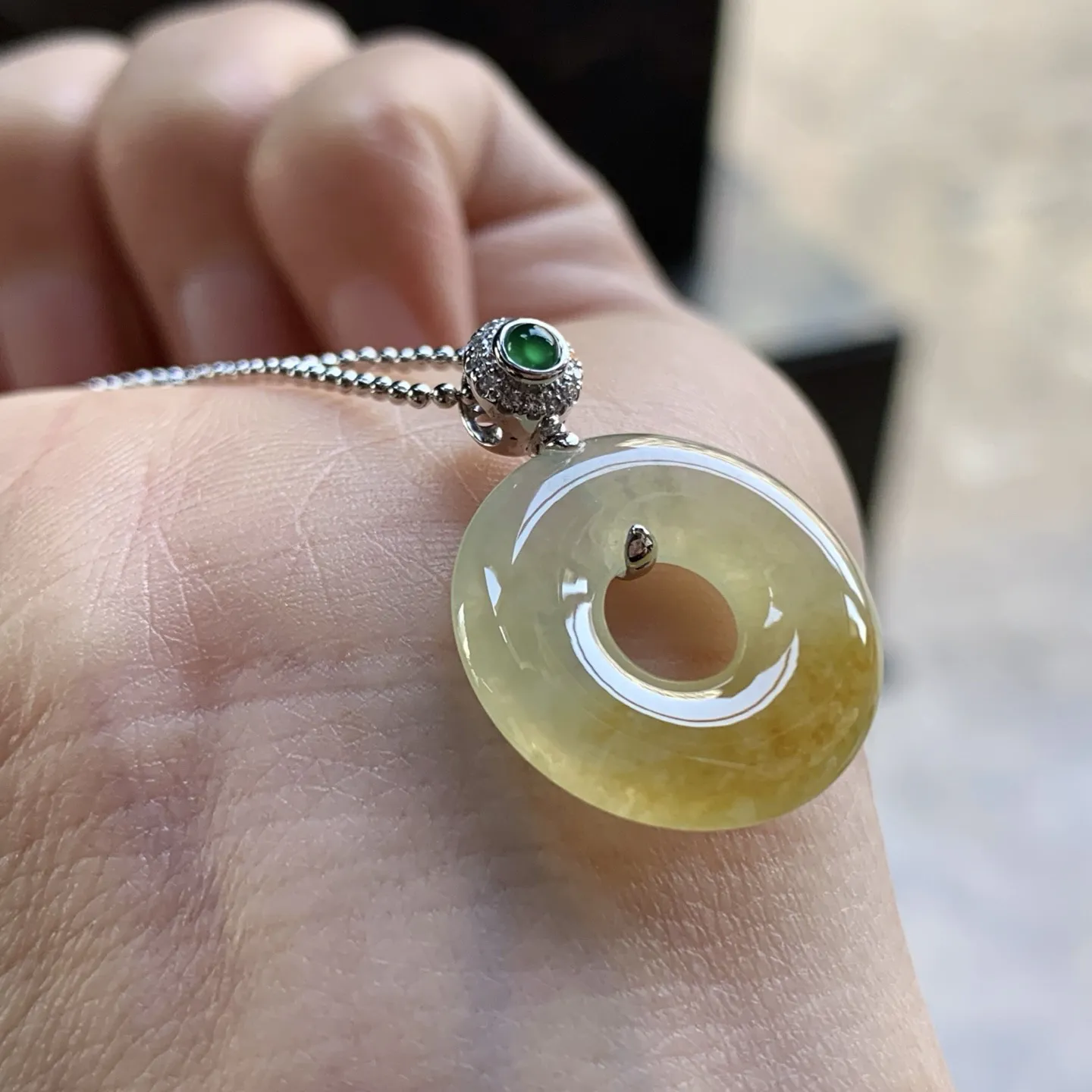 金钻镶嵌冰黄甜甜圈^_^冰透 清新 尺寸19.1-3.5裸石