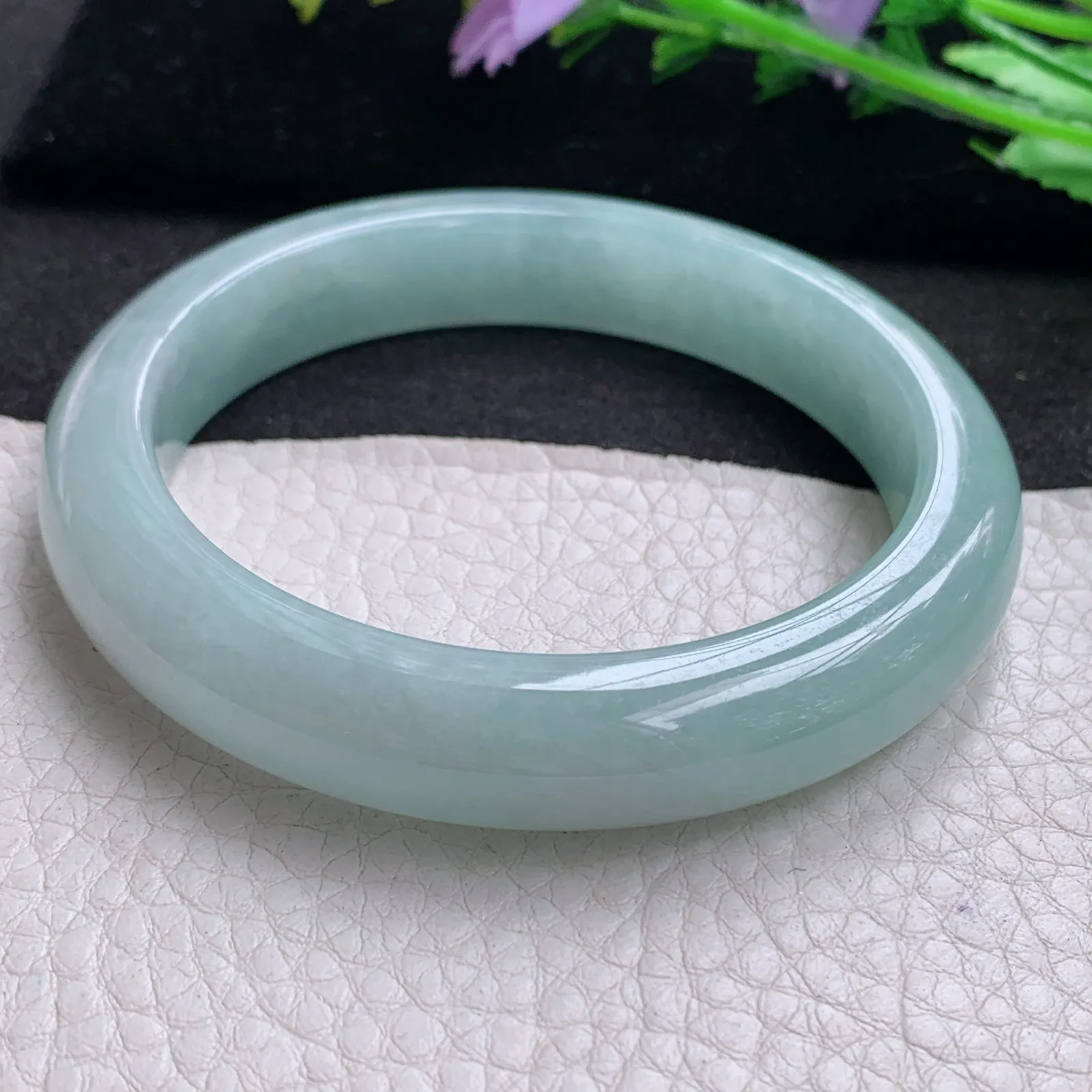 nr年轻清新款59*12.2*9.2平安镯 天然缅甸翡翠A货水润天空蓝宽边玉手环