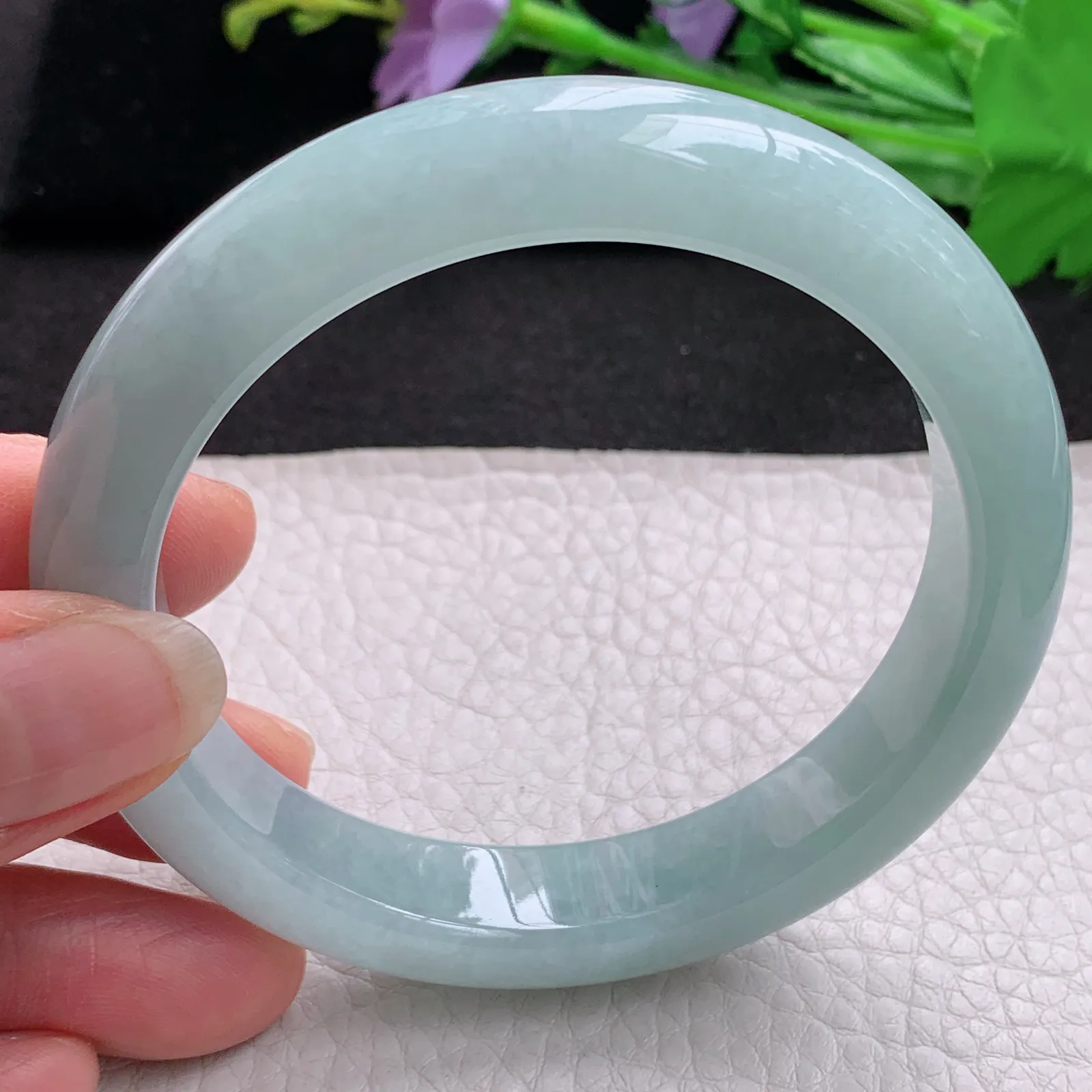 nr年轻清新款59*12.2*9.2平安镯 天然缅甸翡翠A货水润天空蓝宽边玉手环