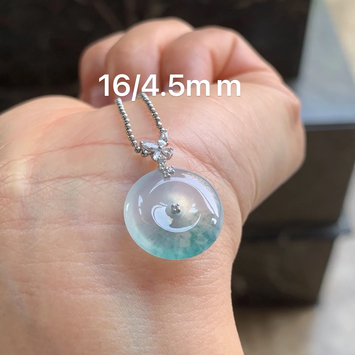 冰种飘花平安扣 18K金镶嵌