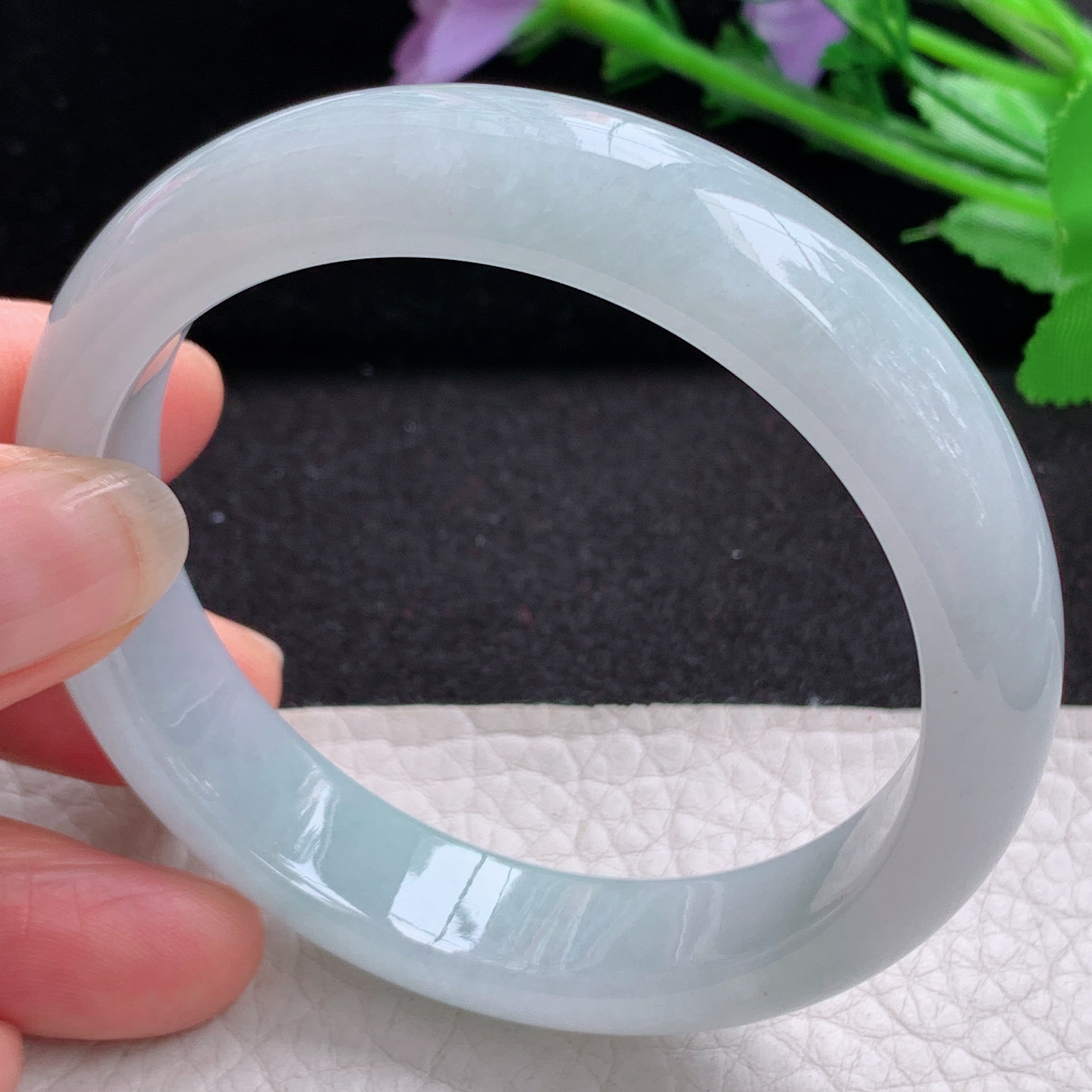 xx晴美55.5*13*7.6平安镯 天然缅甸翡翠A货冰胶晴美宽边玉手环