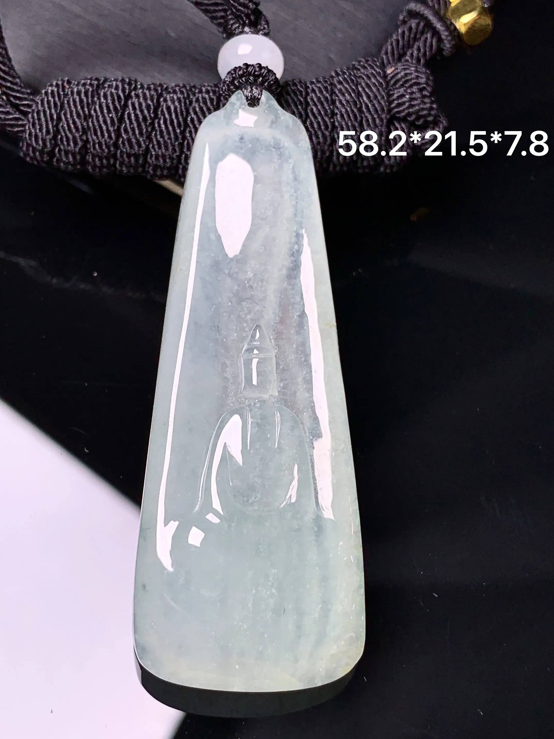 冰种无相观音吊坠 玉质细腻清新 水润亮眼 整体尺寸58.2*21.5*7.8